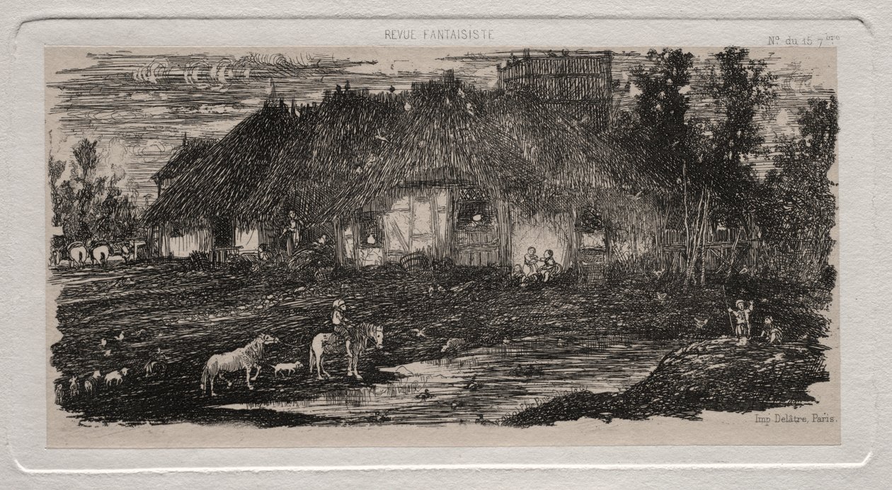 The Farm-Yard by Rodolphe Bresdin