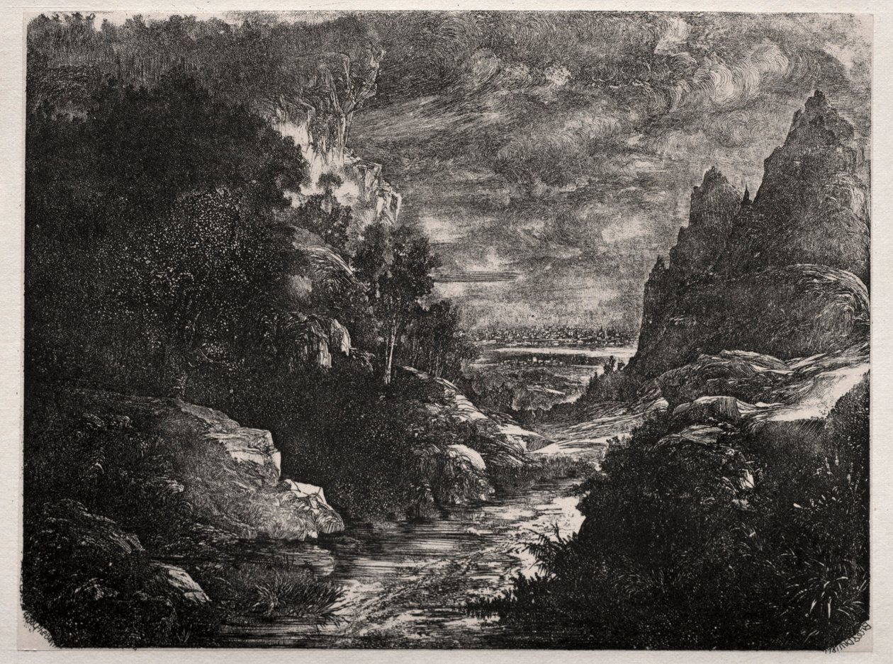 The Mountain Stream, 1871 by Rodolphe Bresdin