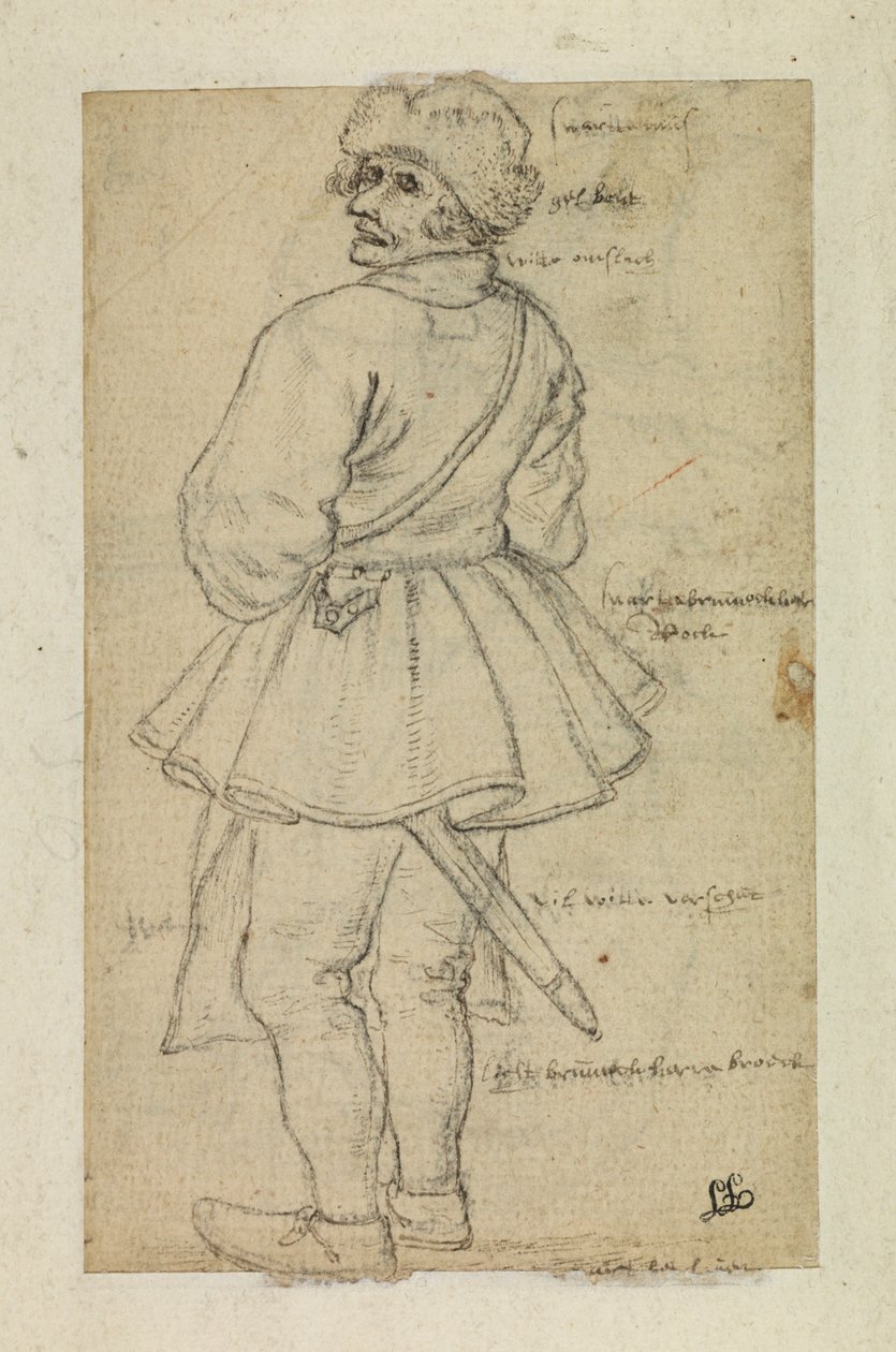 Man seen from the back (verso) by Roelandt Jacobsz and Bruegel Pieter the Elder Savery