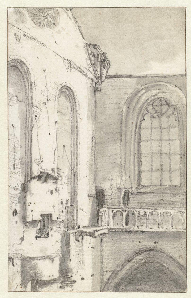 View of the Transept of the Nieuwe Kerk, Amsterdam, after the Fire of 1645 by Roelant Roghman (attributed to)