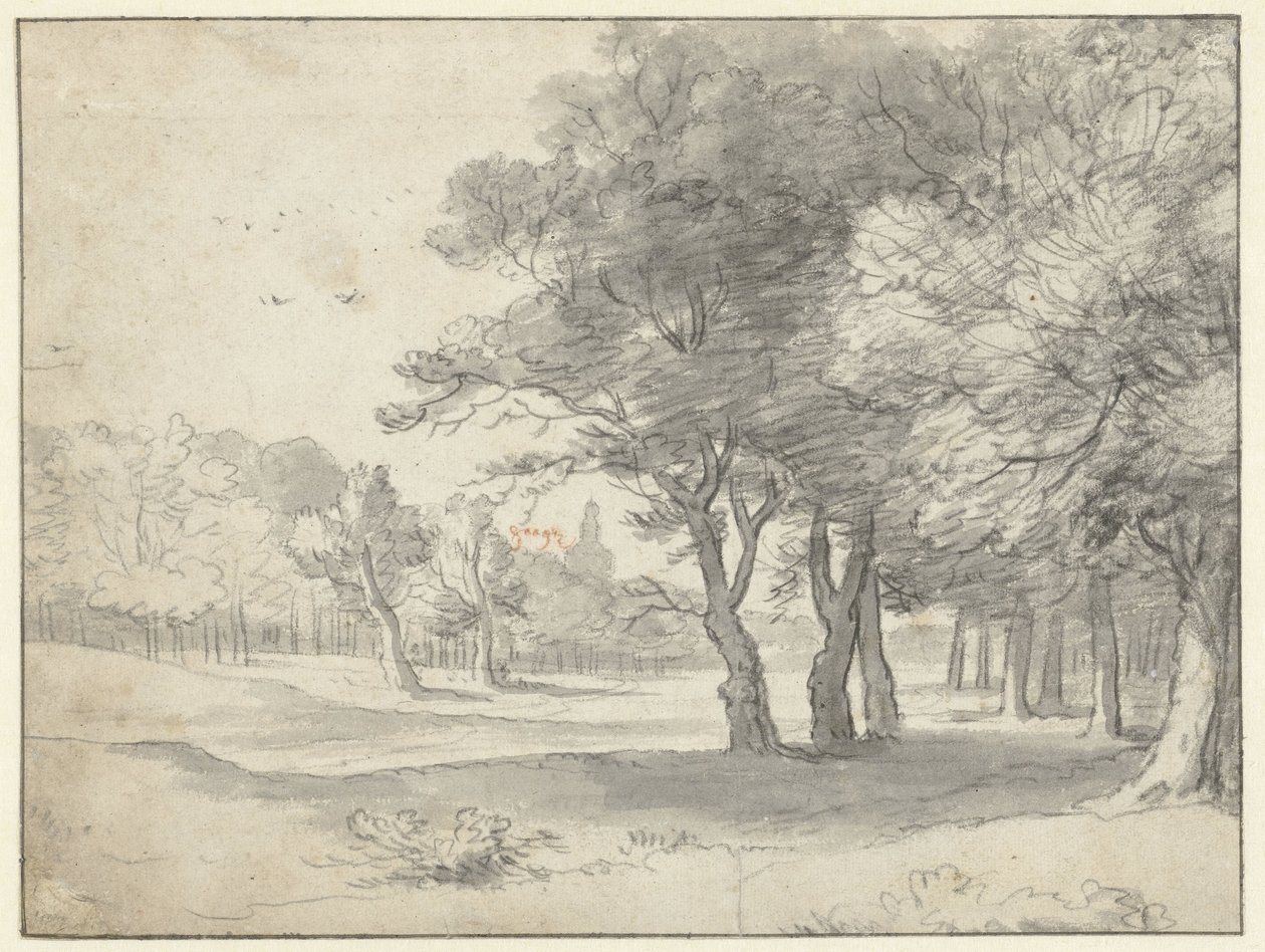 View in the Haagse Bos, with the Grote Kerk, The Hague, in the Distance by Roelant Roghman