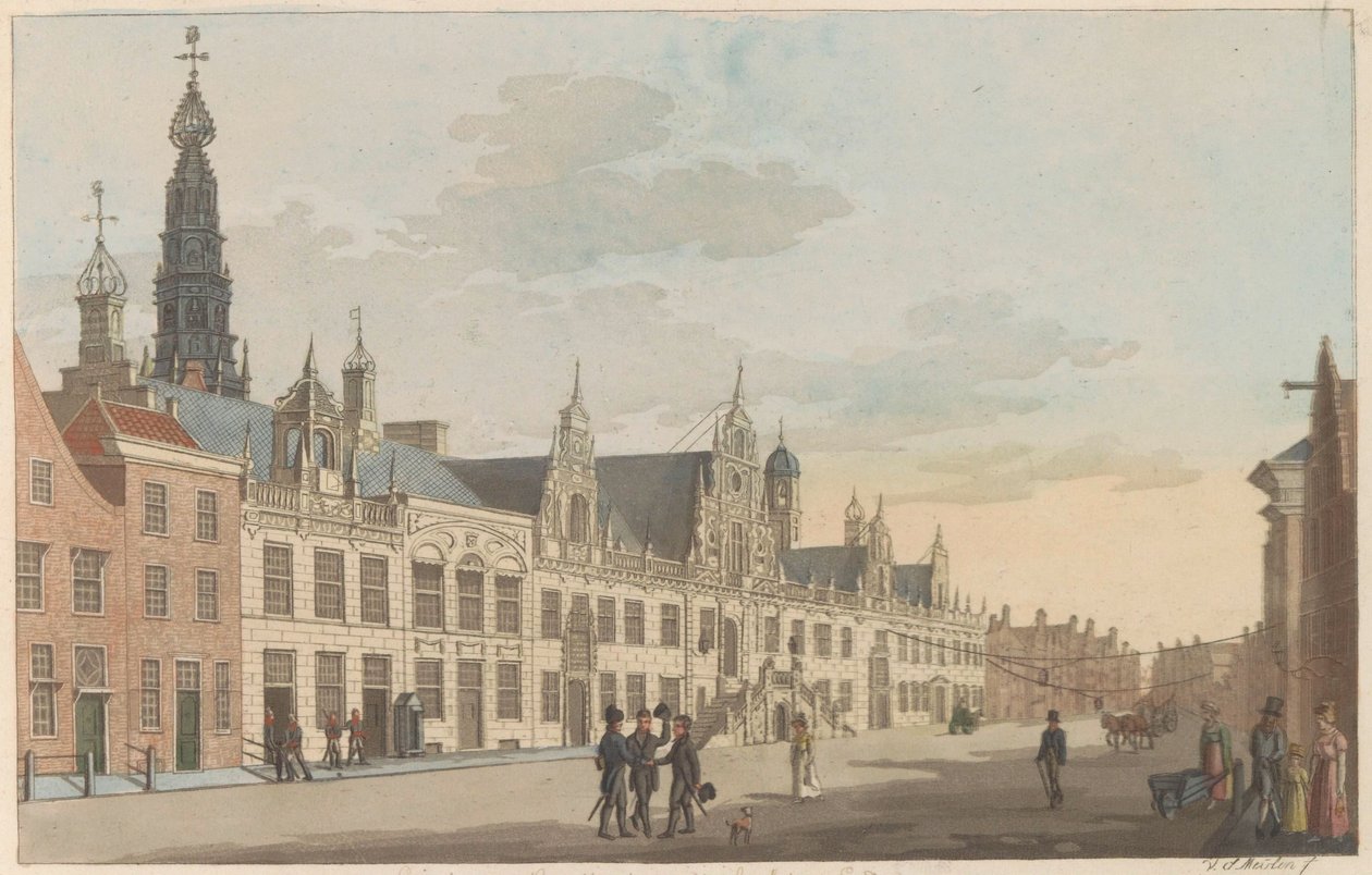 Breestraat in Leiden, ca. 1825 by Roelof van der Meulen