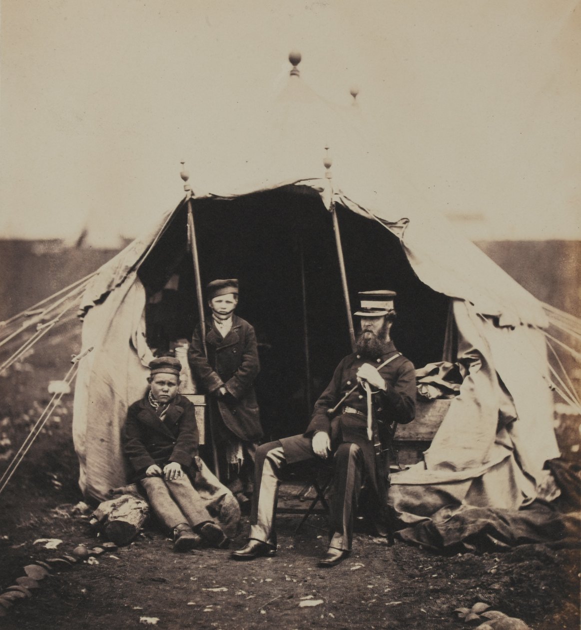Lieutenant-Colonel Studholme Brownrigg, CB and the Russian Boys, from an Album of 52 Photographs Associated with the Crimean War, 1855 by Roger Fenton