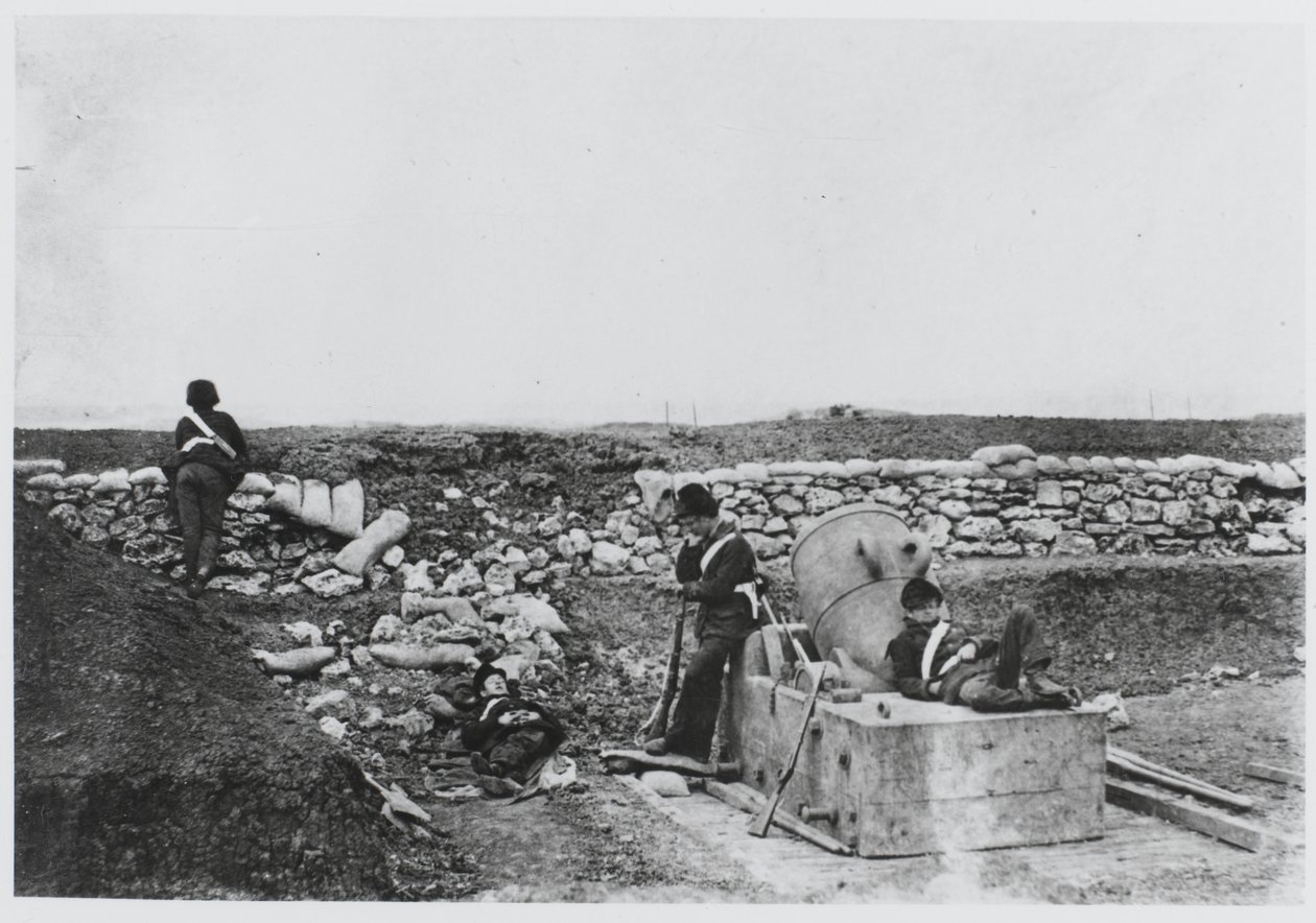A quiet day in the Mortar Battery, Crimea by Roger Fenton