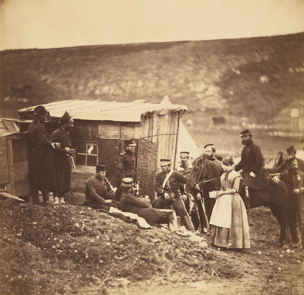 Camp of the 4th Dragoon Guards, Convivial Party, French and English by Roger Fenton