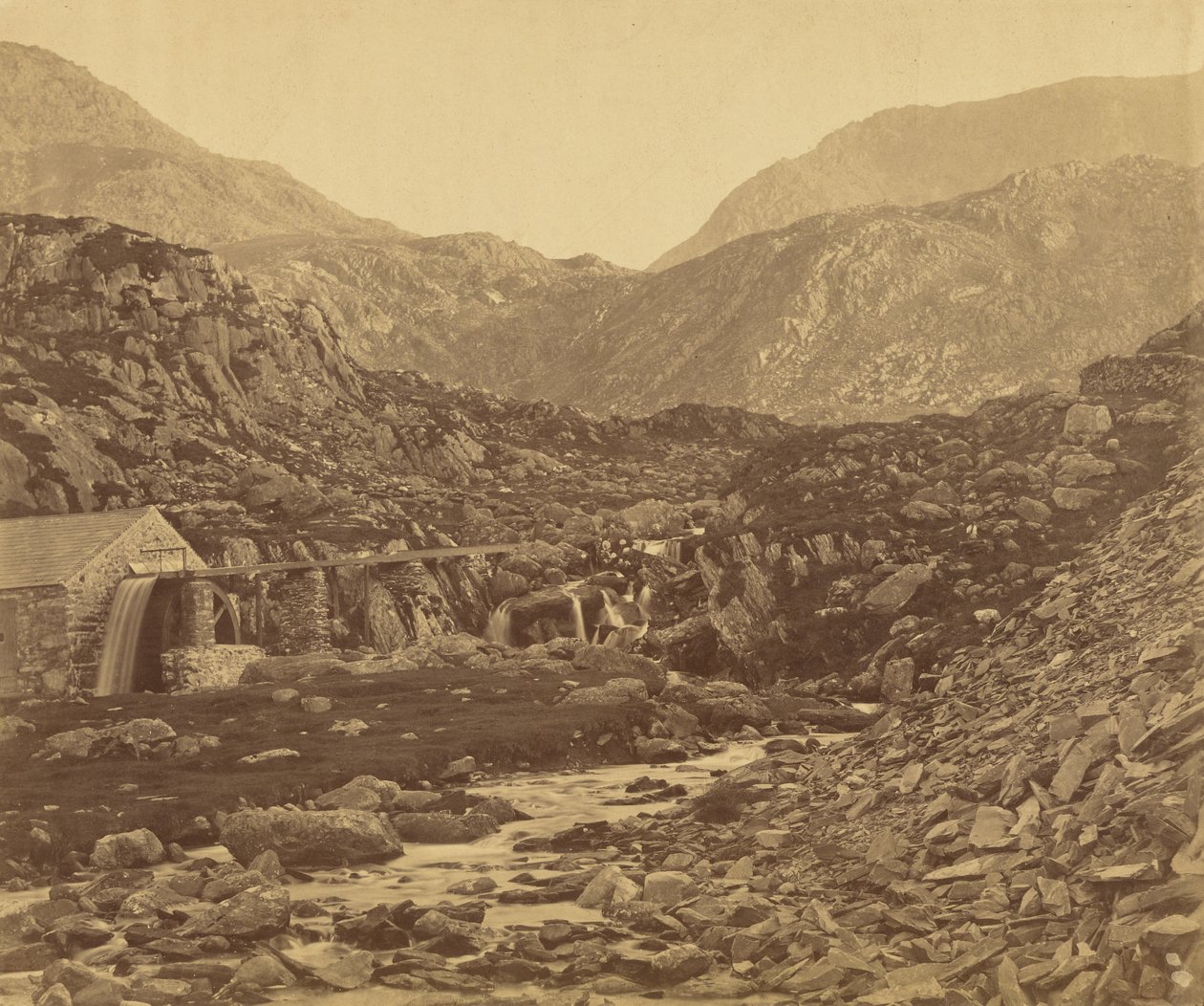 Mountains at the Foot of Lake Ogwen, Wales by Roger Fenton