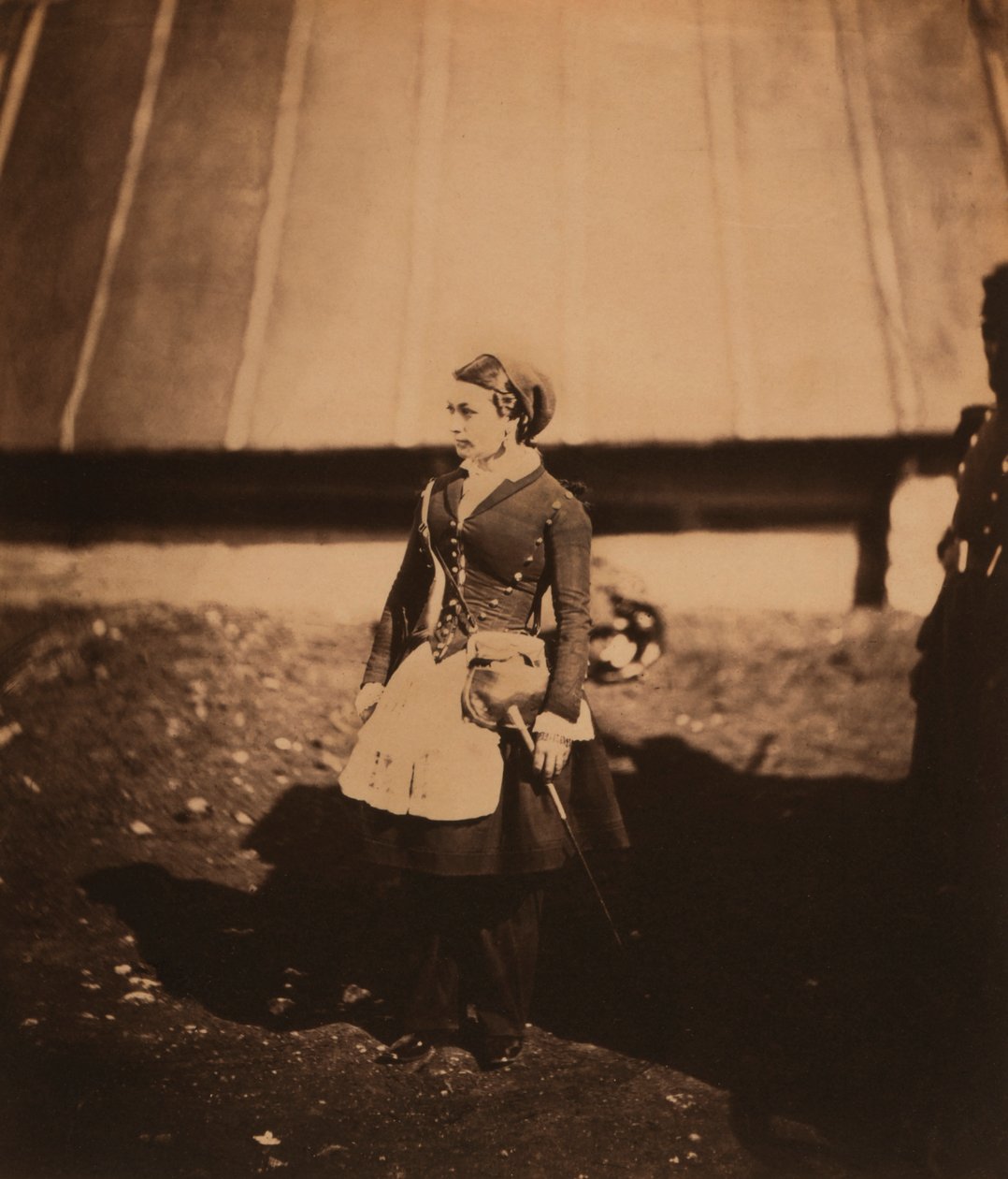 Full-length Portrait of French Cantinière Wearing Zouave Regiment Dress, Crimean War, Crimea, Ukraine by Roger Fenton
