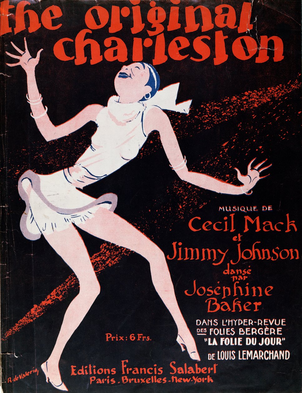 Josephine Baker dancing the Charleston, poster advertising a show at the Folies Bergere by Roger de Valerio