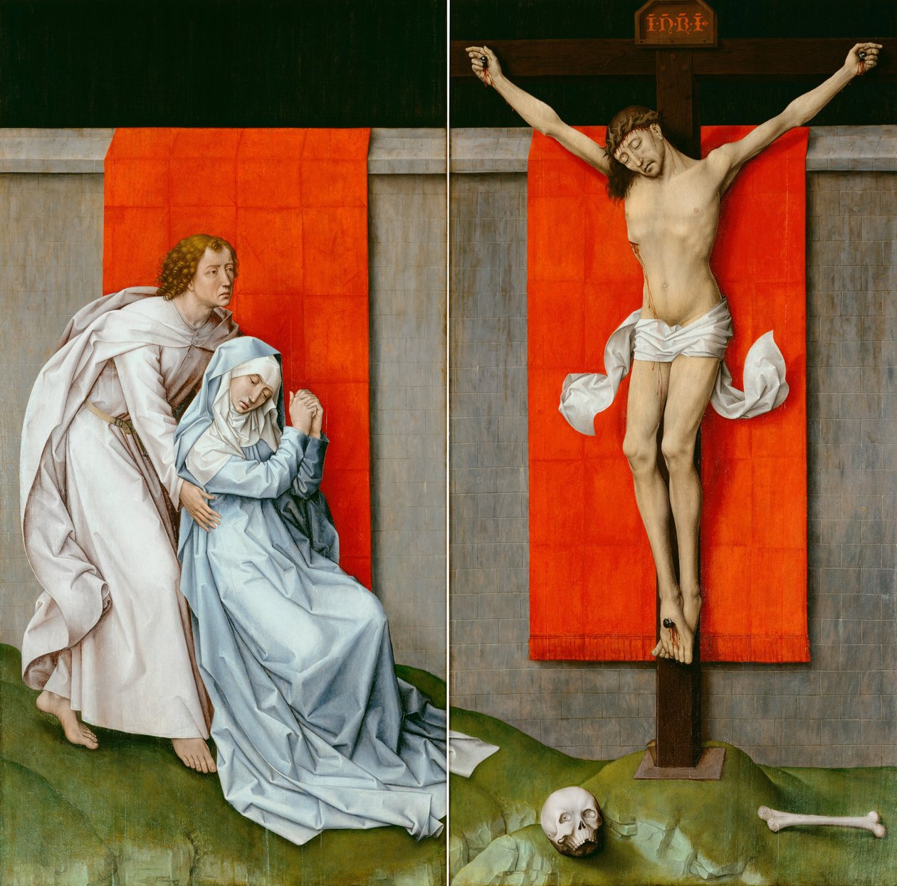 The Crucifixion, with the Virgin and Saint John the Evangelist Mourning by Rogier van der Weyden