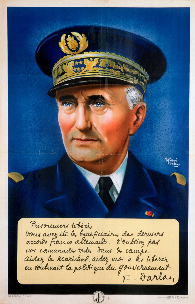 Admiral Darlan, Vichy French propaganda poster by Roland Coudon