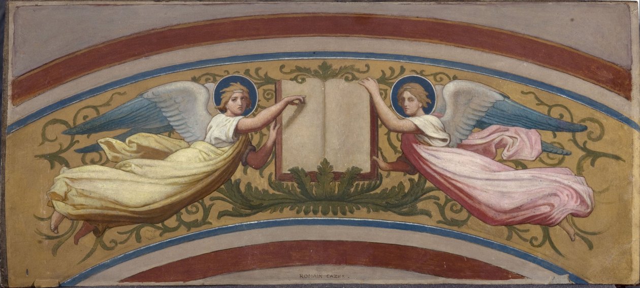Sketch for Saint-François-Xavier Church: The Book of the Gospels Supported by Two Angels, between 1874 and 1876 by Romain Cazes