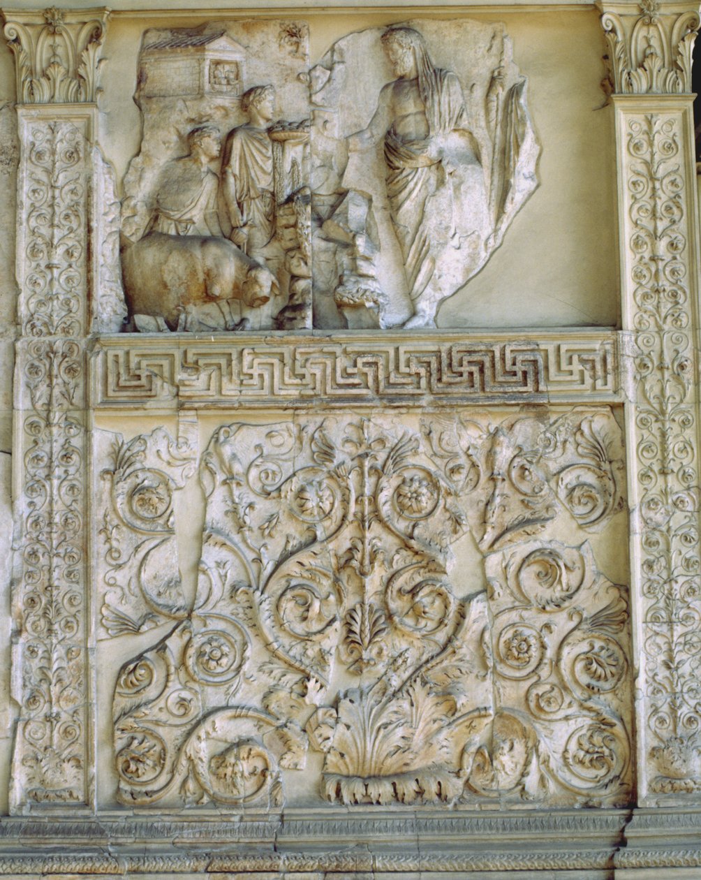 Aeneas sacrificing to the Penates, western wall of the Ara Pacis by Roman