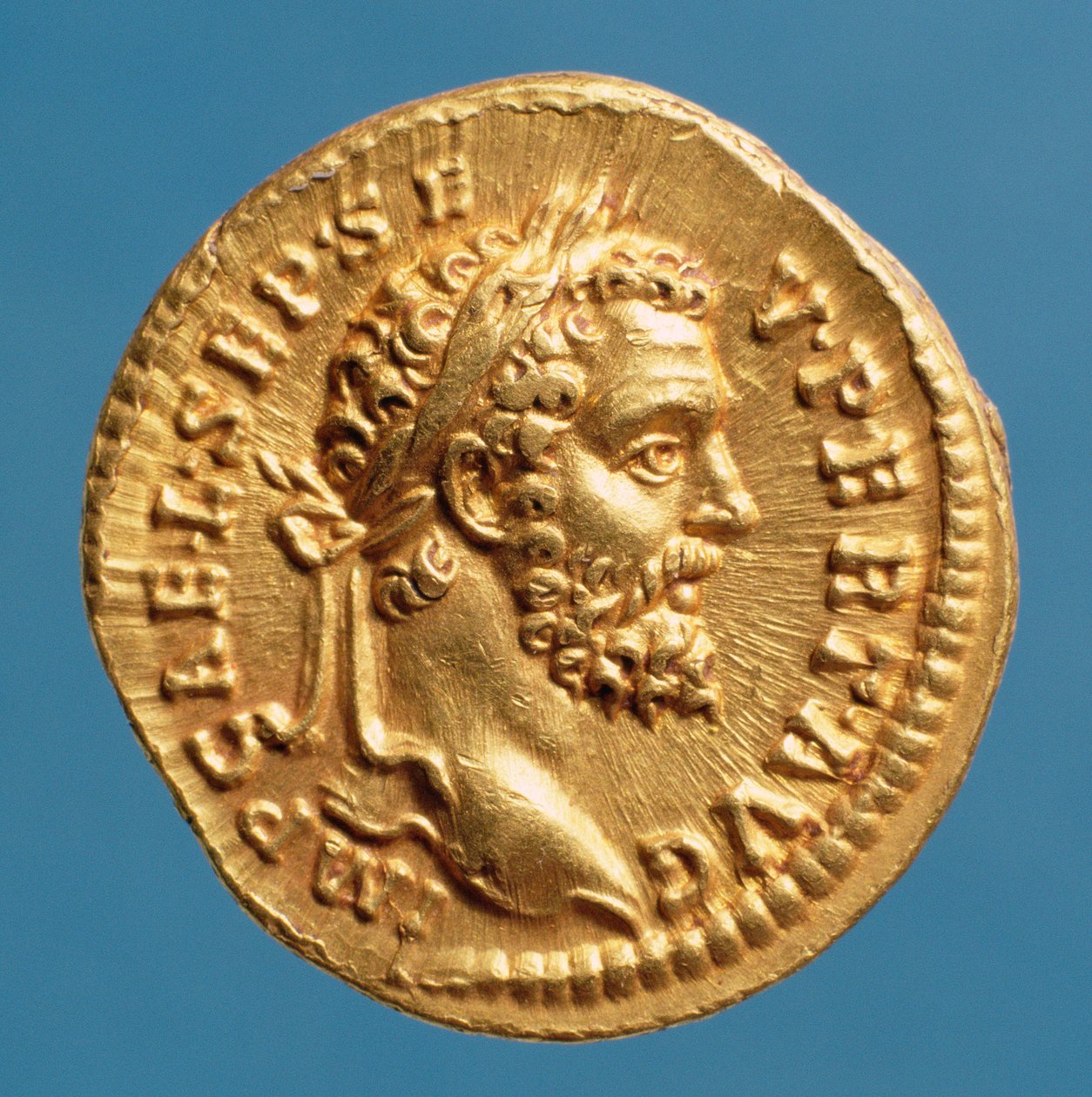 Aureus (obverse) of Septimius Severus Wearing a Laurel Wreath by Roman