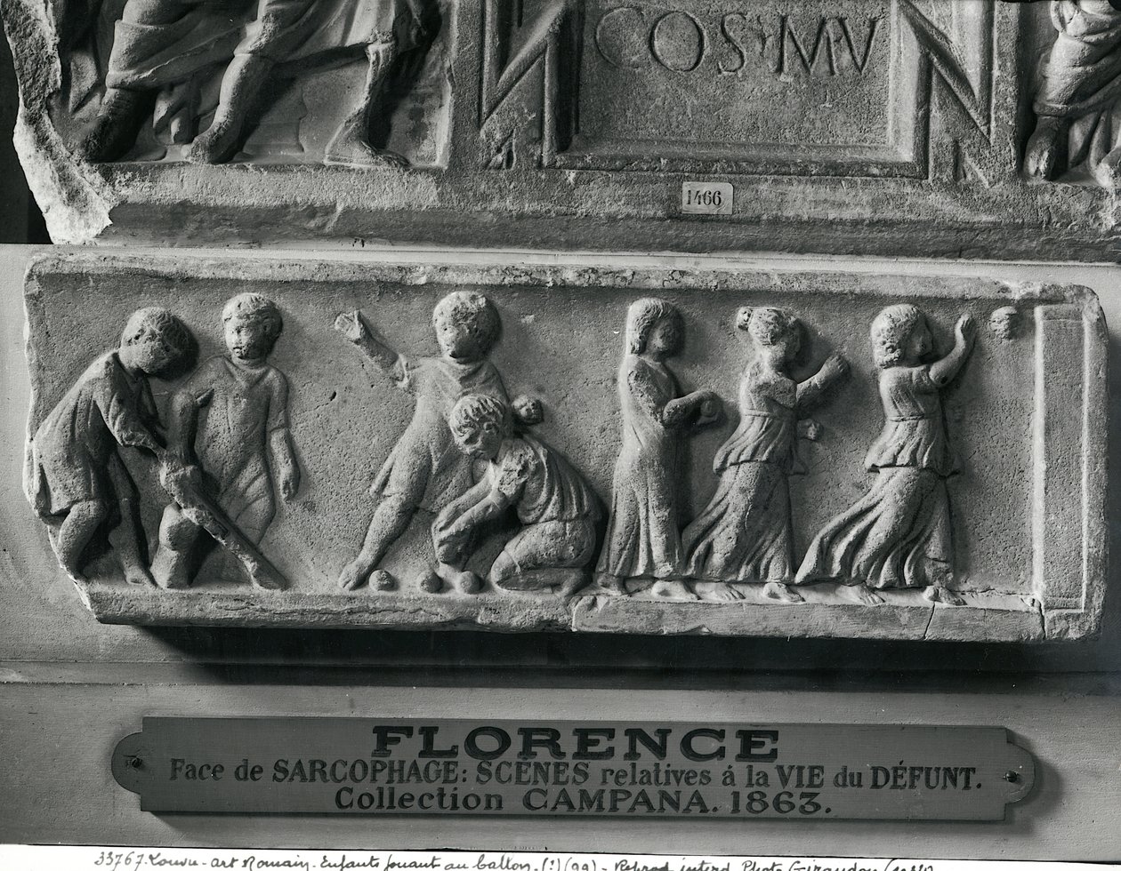 (Detail) from a Sarcophagus Depicting Children Playing with a Ball and Playing Bowls by Roman