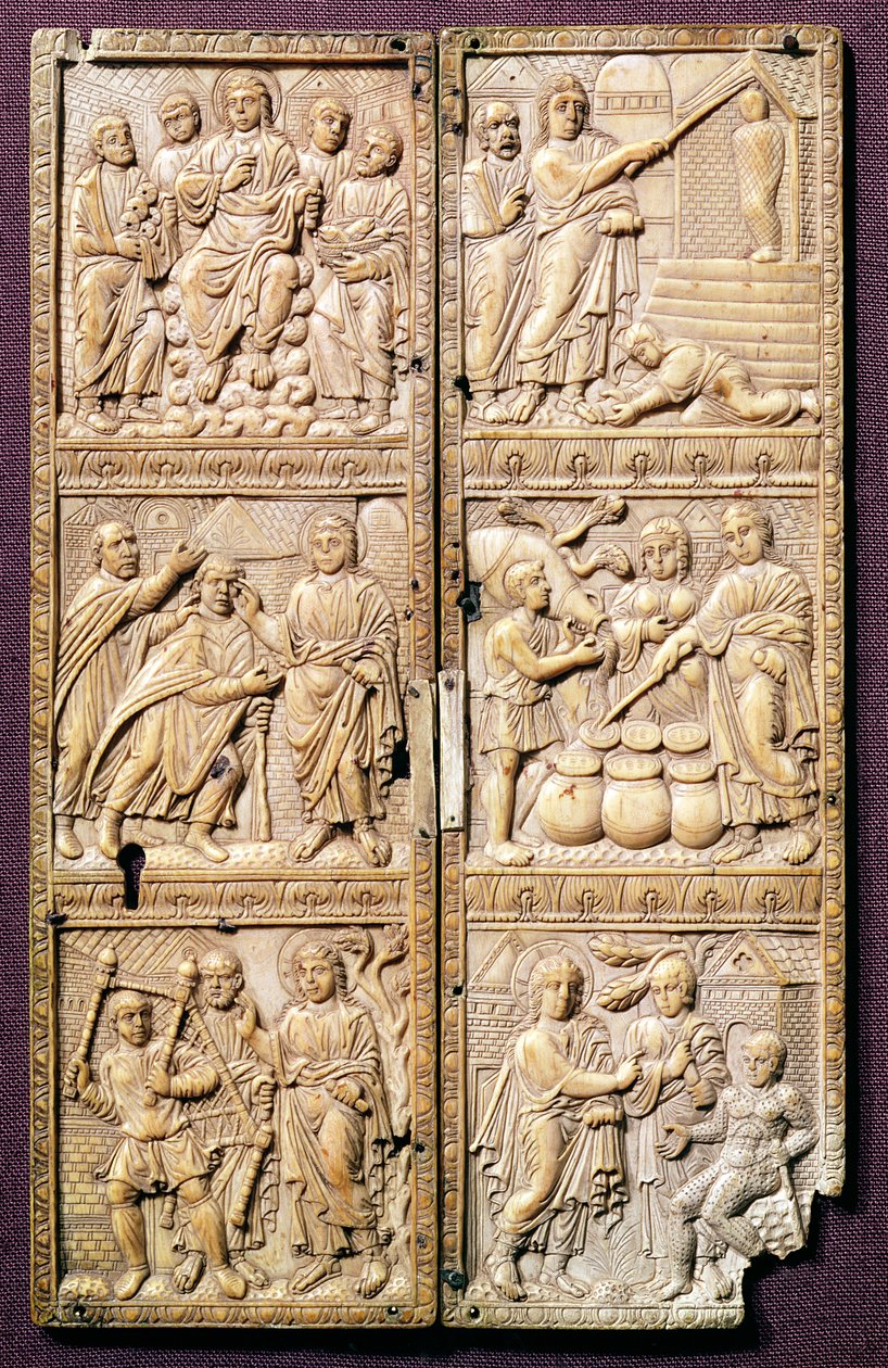 Diptych Showing the Miracles of Christ, c.450-460 AD by Roman