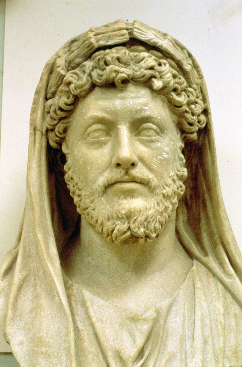 Portrait bust of Marcus Aurelius (AD 121-80) by Roman