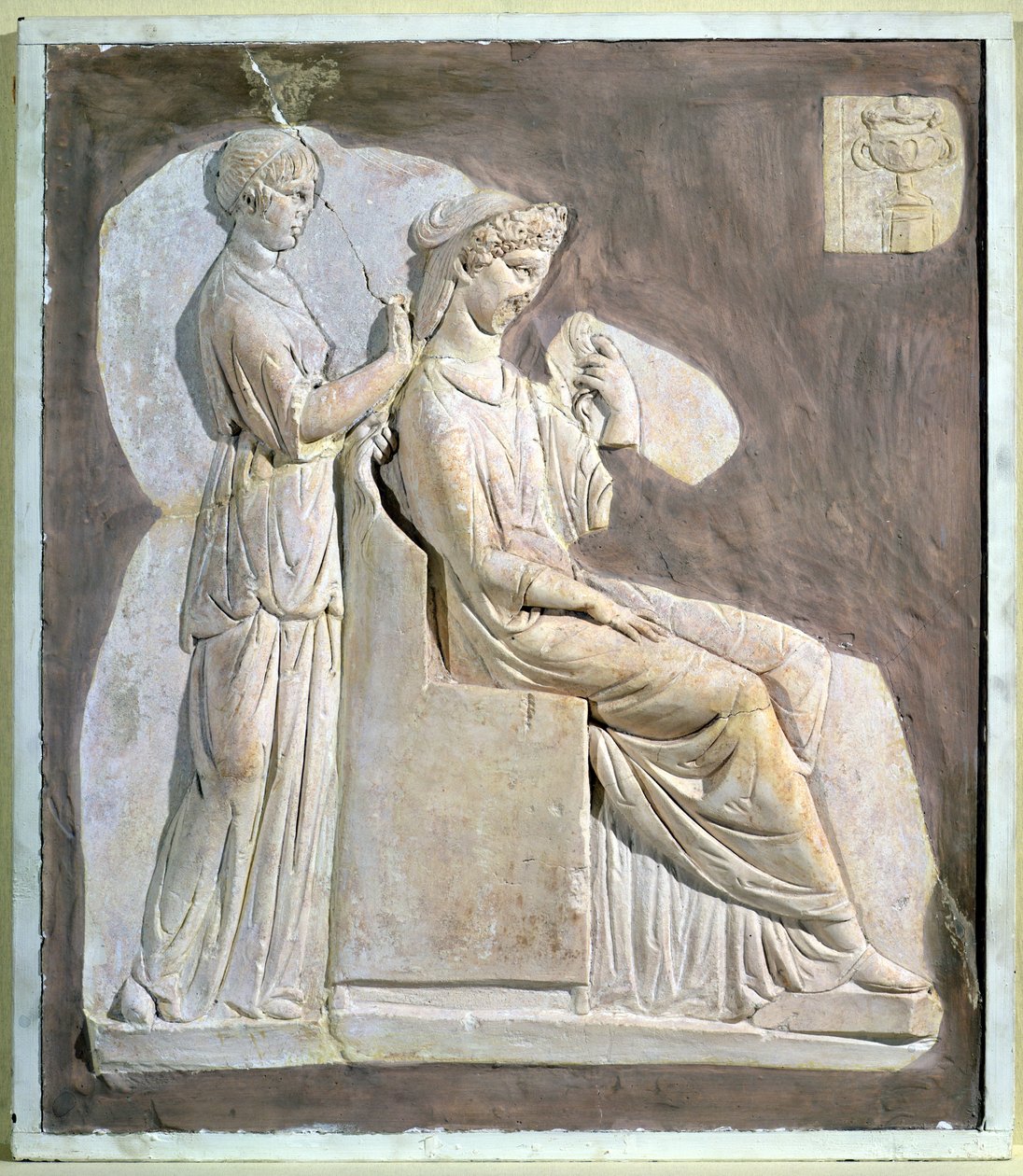 Relief depicting a woman at her toilet, from Tunisia by Roman