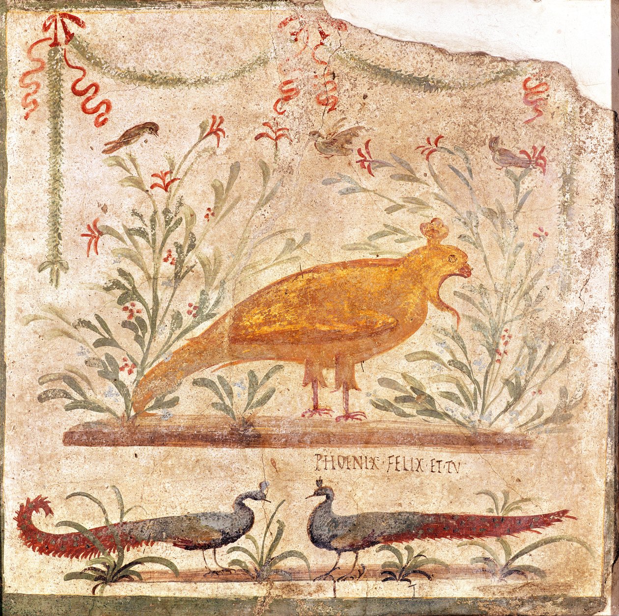 Sign for the thermopolium depicting a phoenix and the inscription 