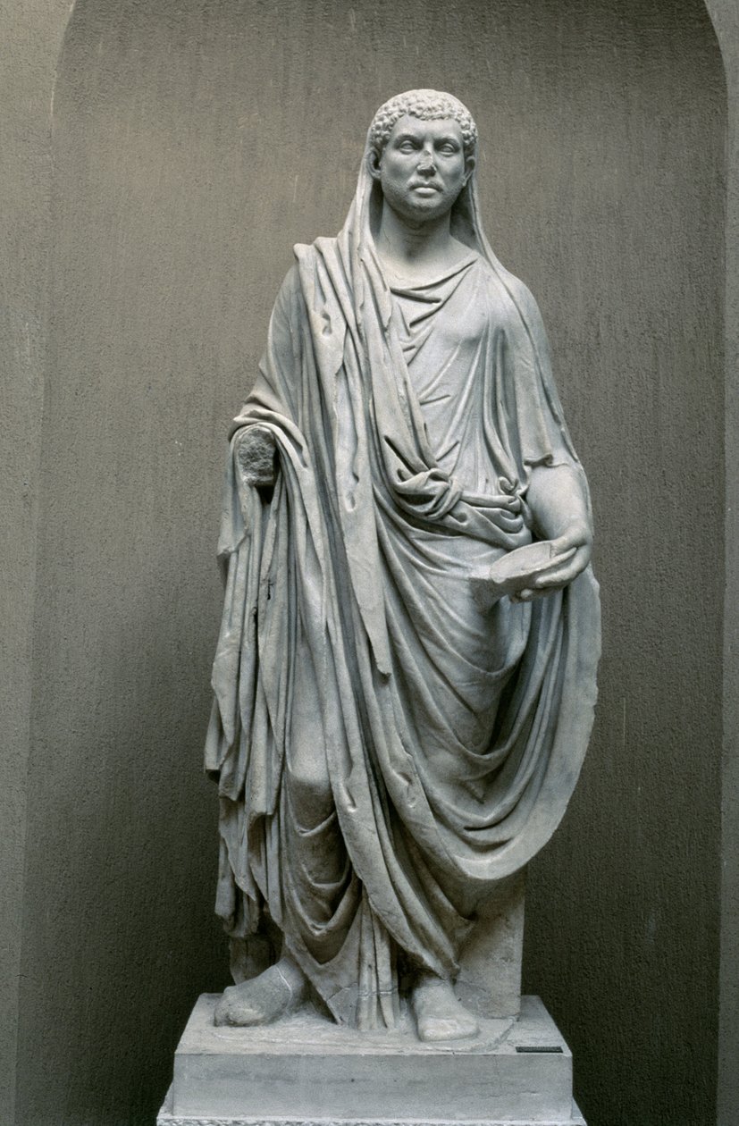Statue of the Emperor Maxentius (306-312 AD) as Pontifex Maximus by Roman