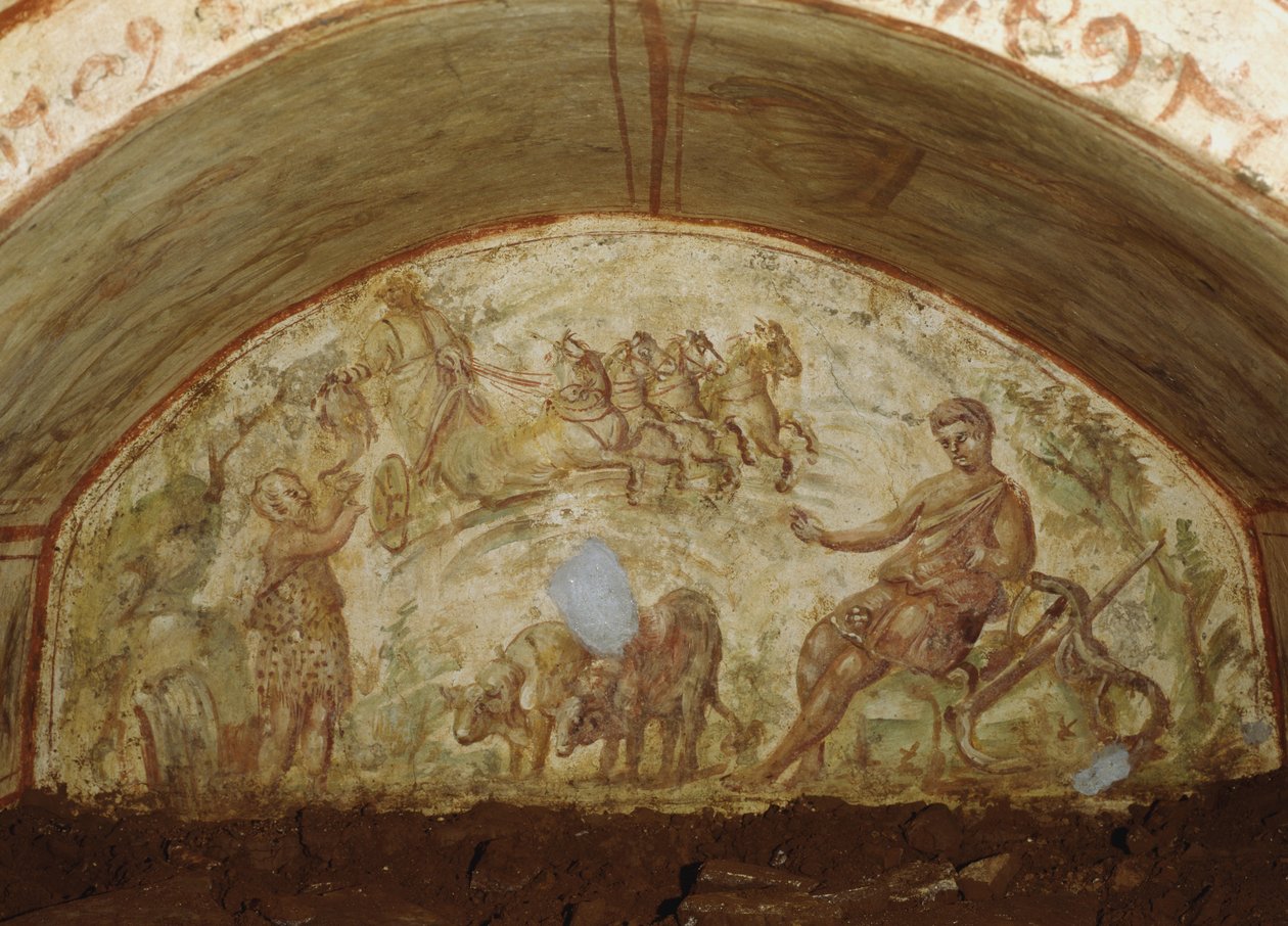 The Ascension of Elijah, Catacombs of Via Latina, Rome by Roman