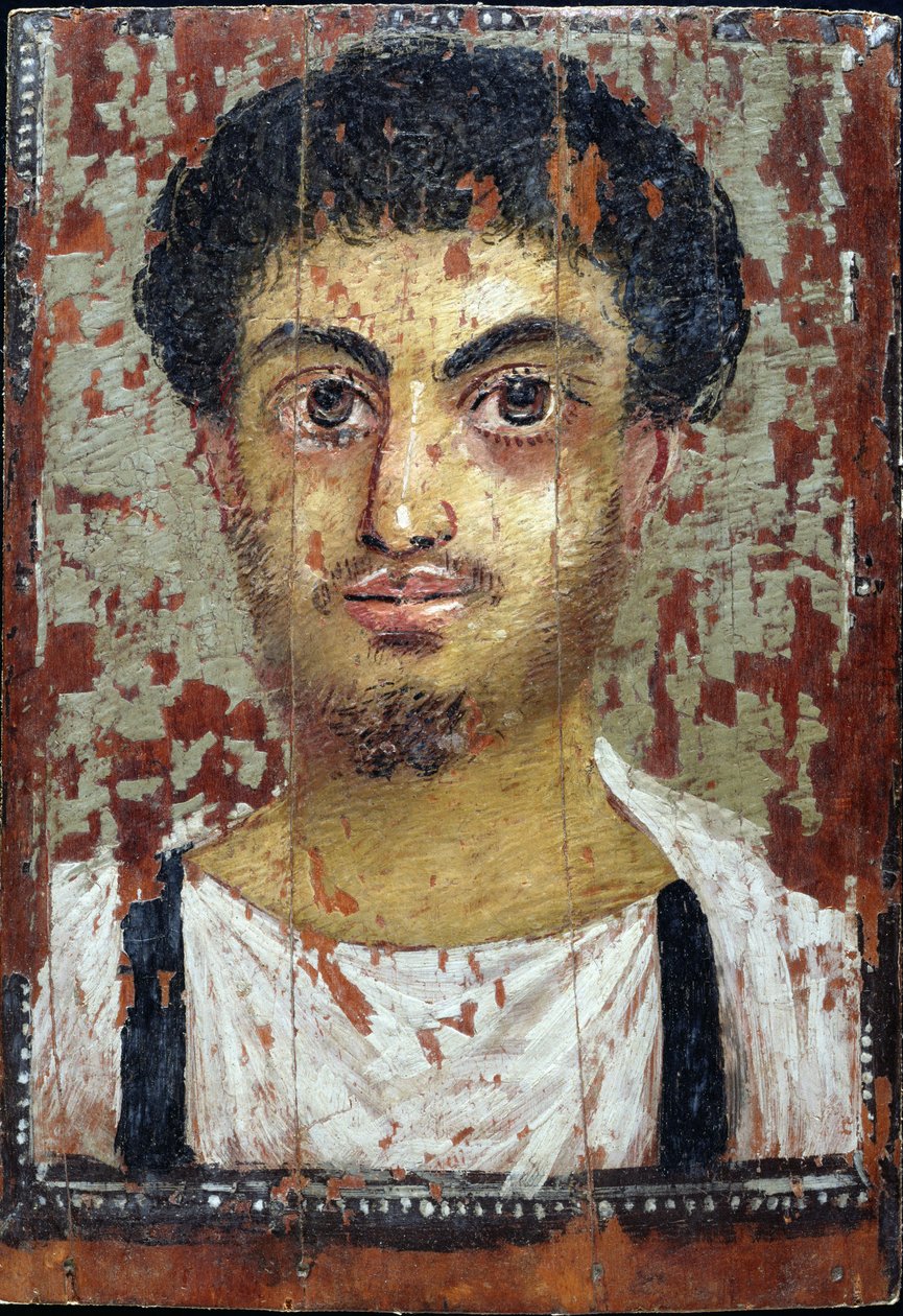 Mummy Portrait of a Young Man by Roman Period Egyptian