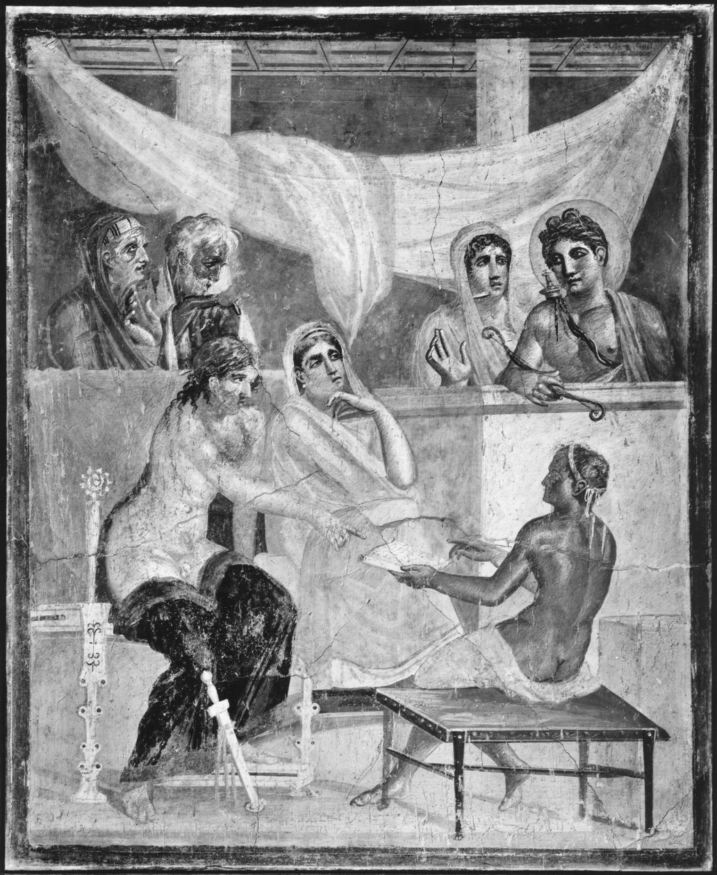 Admetus and Alcestis listening to the oracle, from Pompeii, House of ...