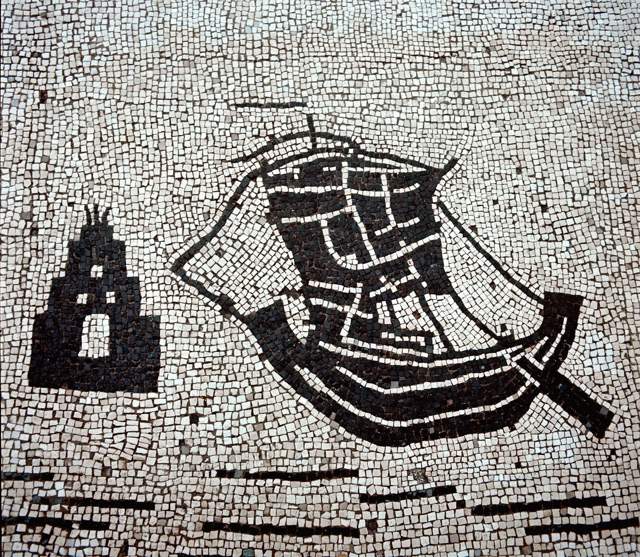 A ship in the port of Ostia by Roman