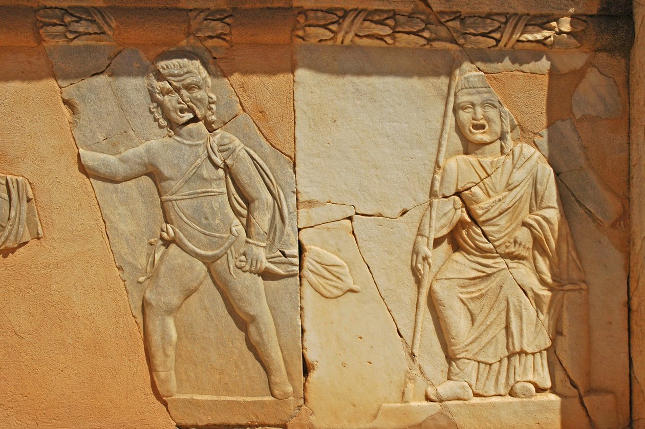 Bas-reliefs on the Proscenium of the Roman theatre, Sabratha, Libya, 2nd century AD by Roman