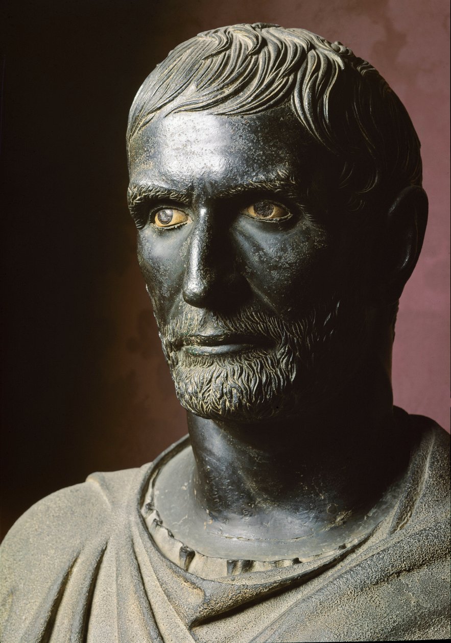 Bust of Brutus. Bronze sculpture. Rome, Musei Capitolini, Palazzo dei Conservatori, Sala dei Trionfi by Roman