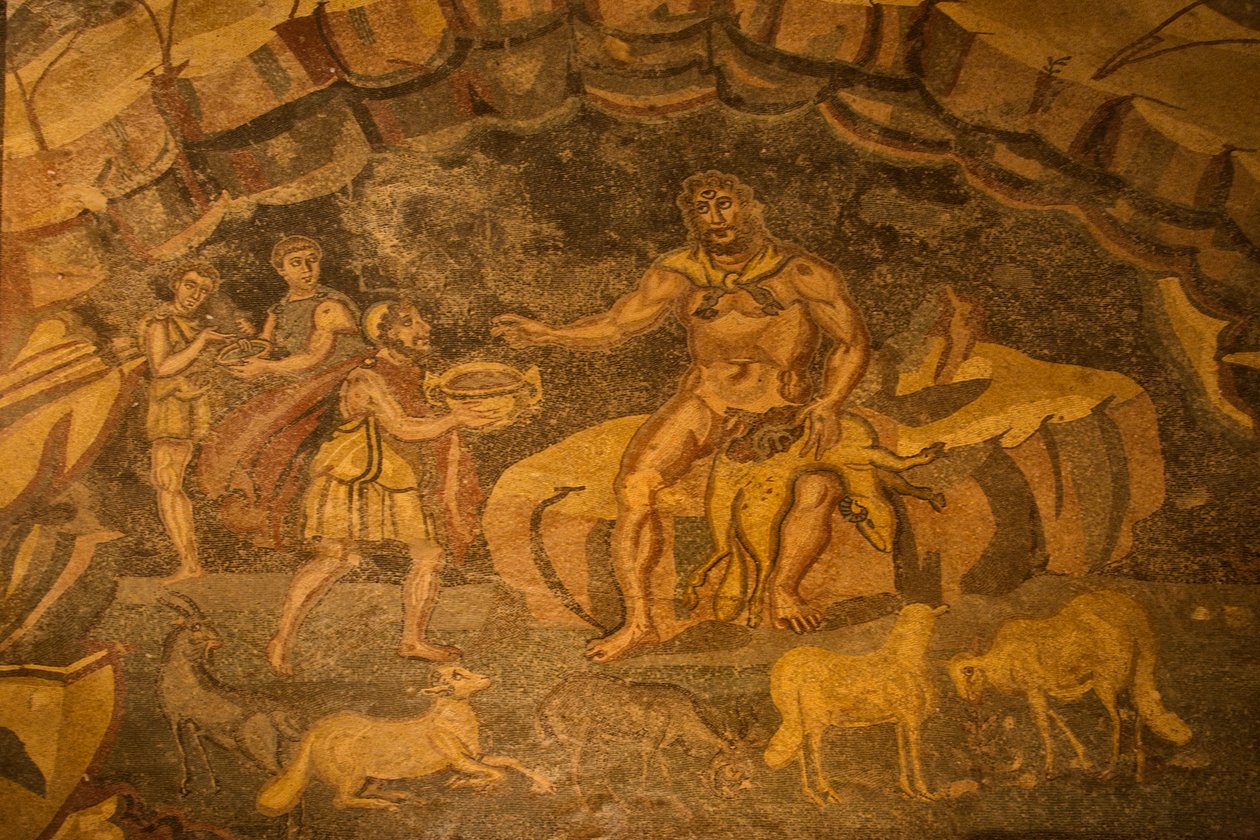 Cyclops Floor Mosaic, Villa Romana del Casale, Piazza Armerina, Sicily, Italy by Roman