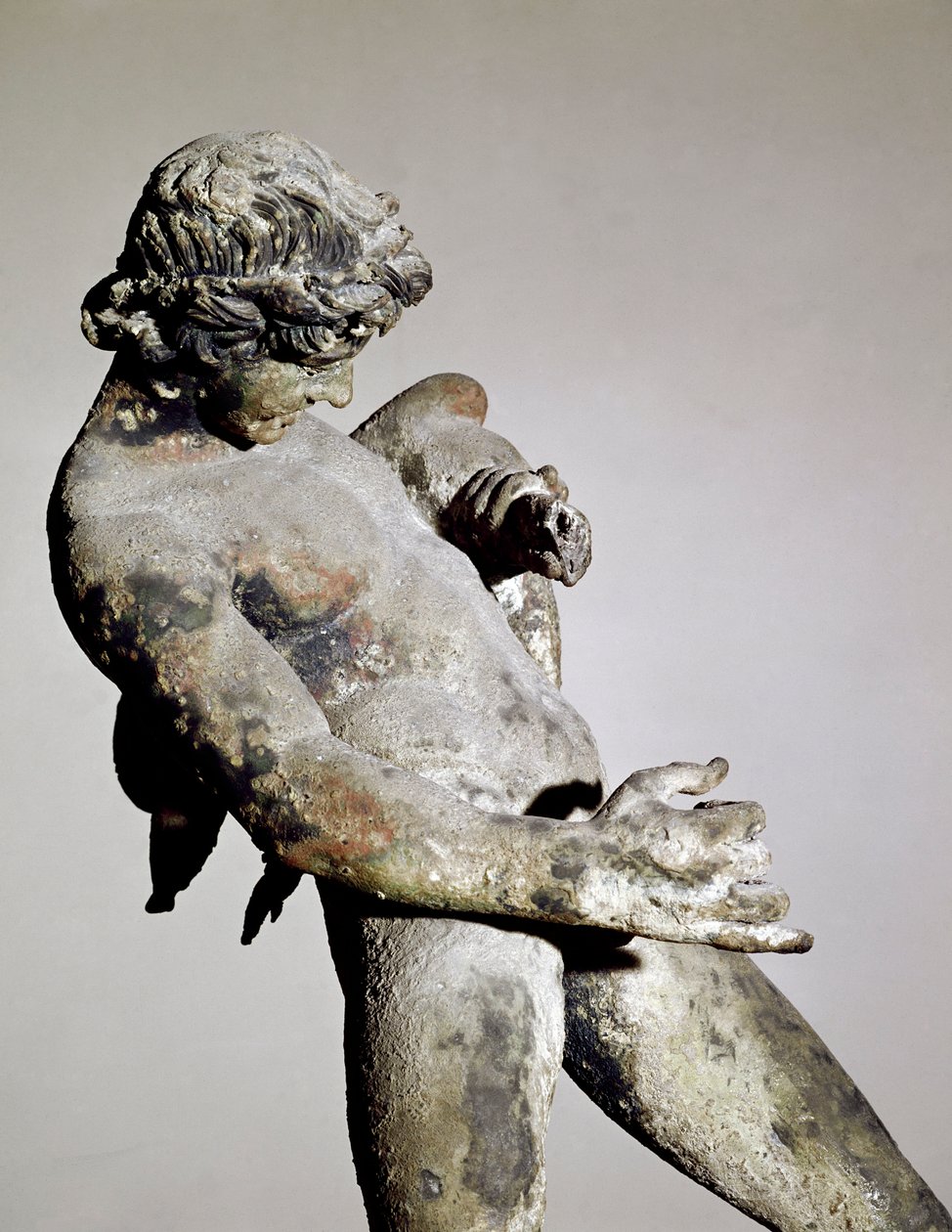 Detail of a Faun (bronze sculpture) by Roman: Fine art print
