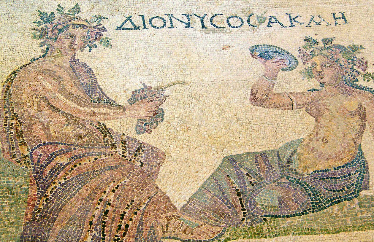 Dionysus counseling the nymph Akme, House of Dionysos, Paphos, Cyprus by Roman