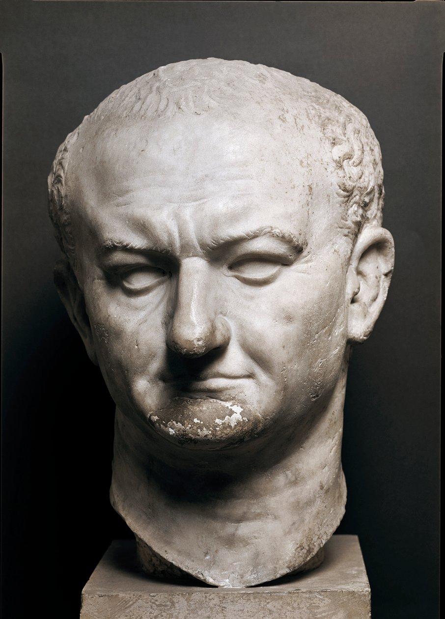 Head of the Roman Emperor Vespasian. Marble sculpture. Rome, Museo Nazionale Romano by Roman