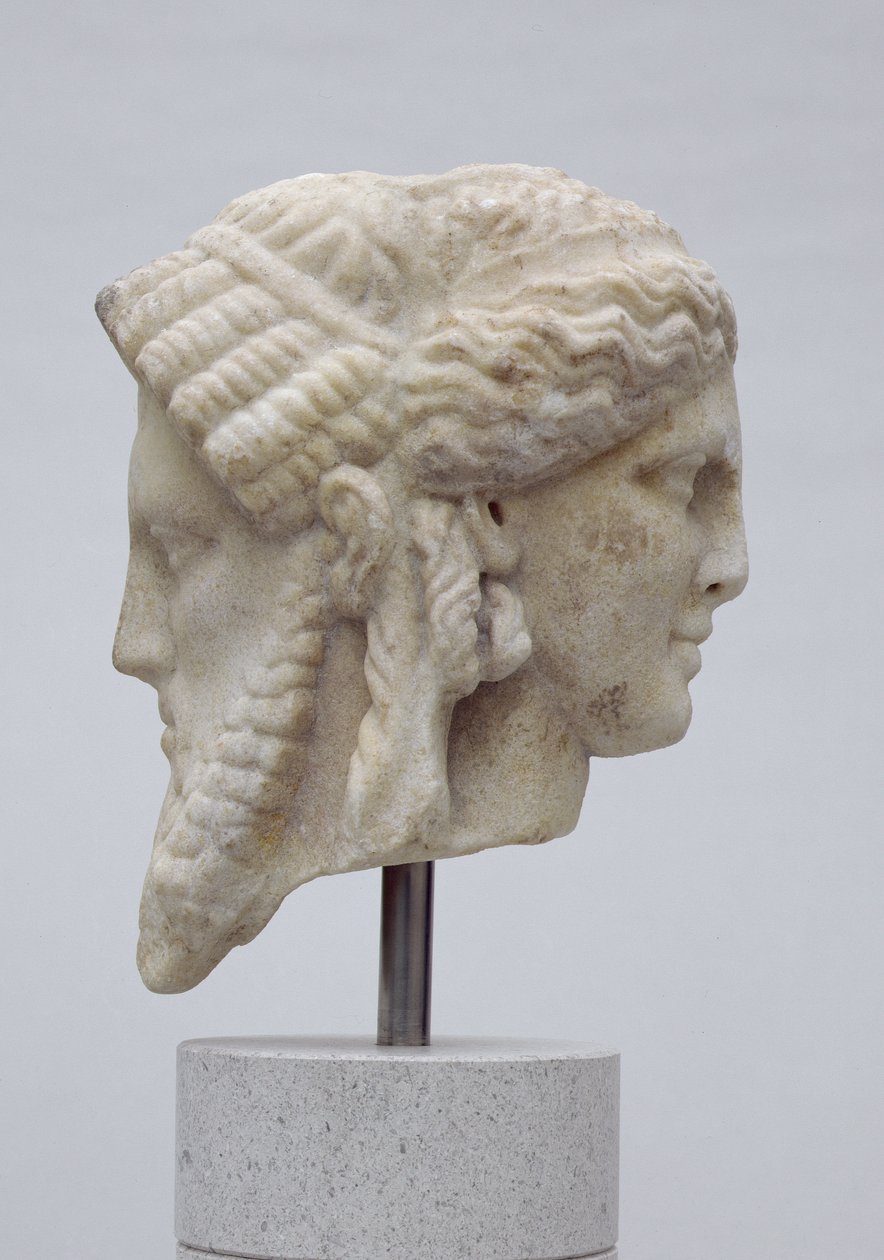 Janiform head, probably of Dionysus and Apollo, c.30-50 AD