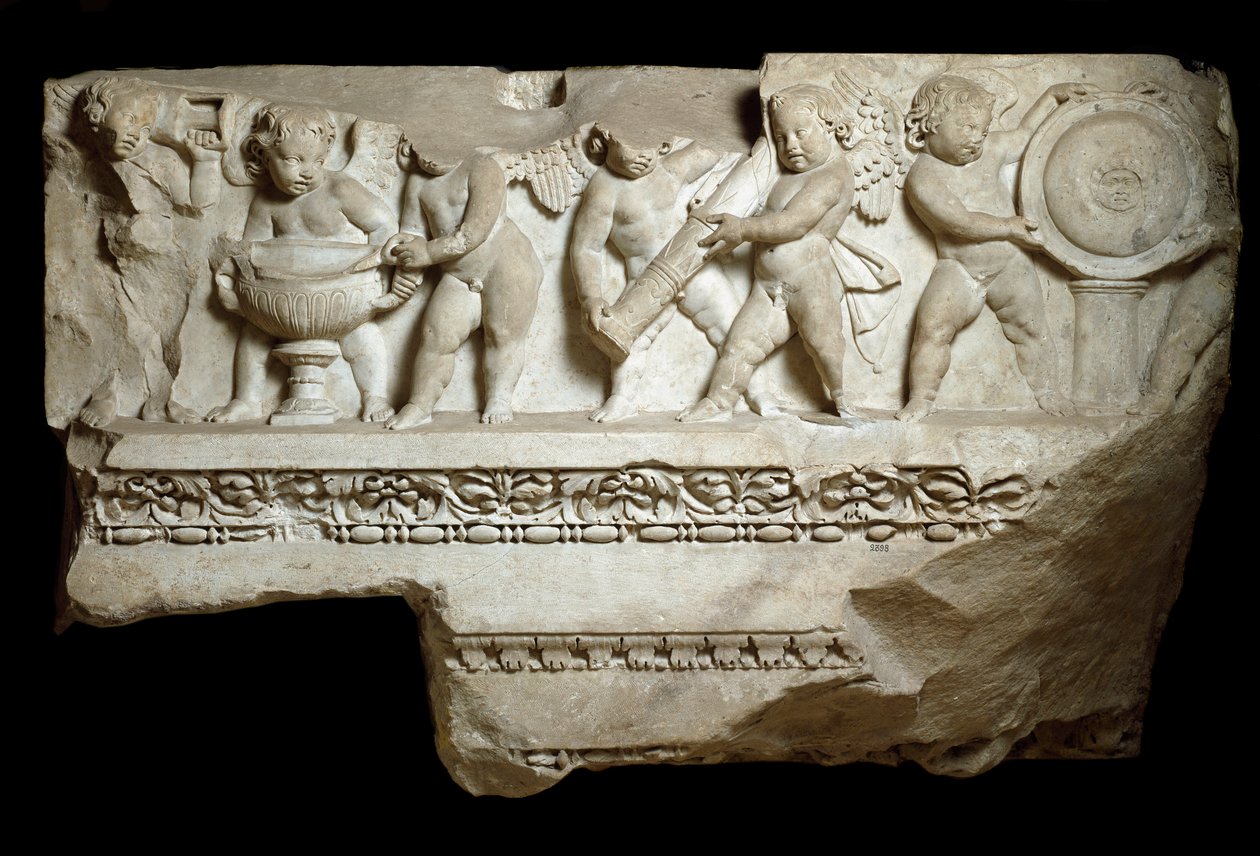 Love carrying the arms of the god Mars, 2nd century by Roman