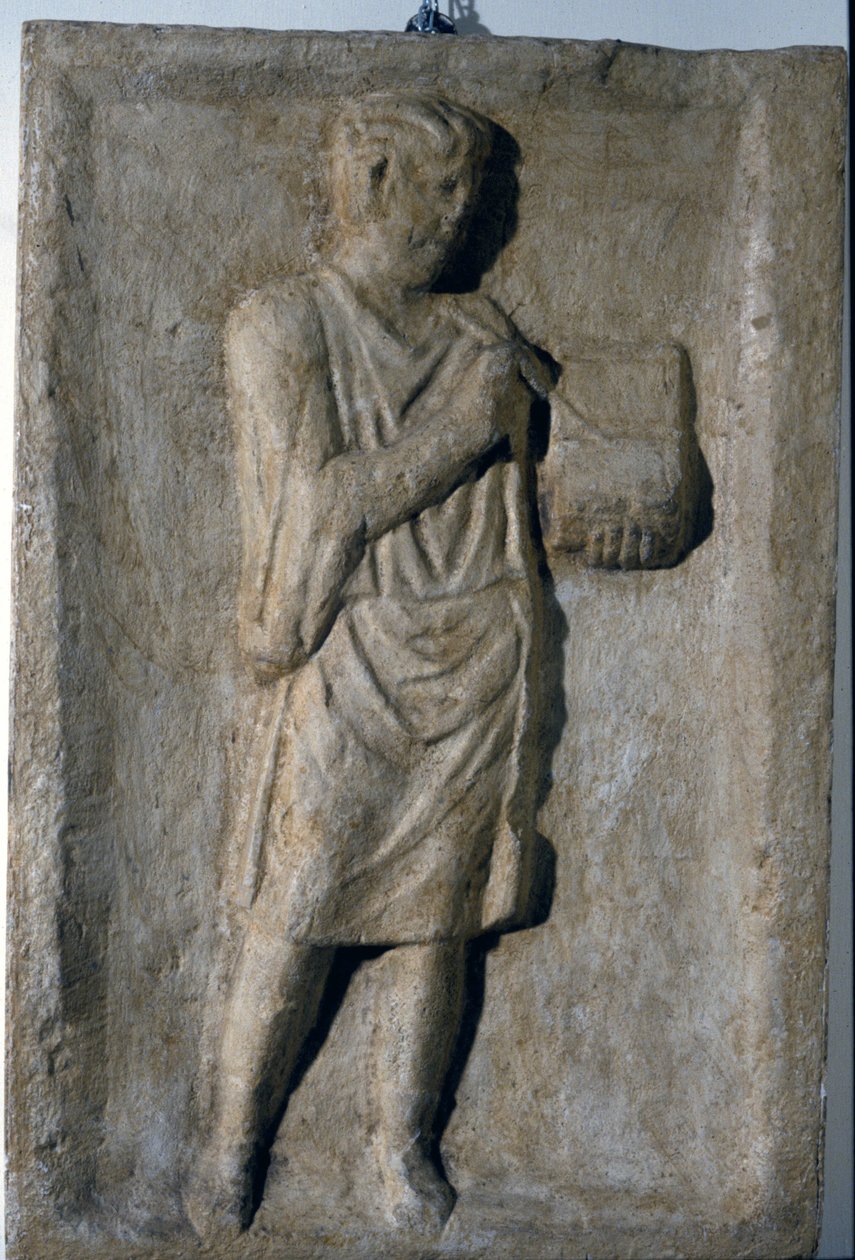 Low Roman Relief from the 3rd Century AD. A Writer by Roman