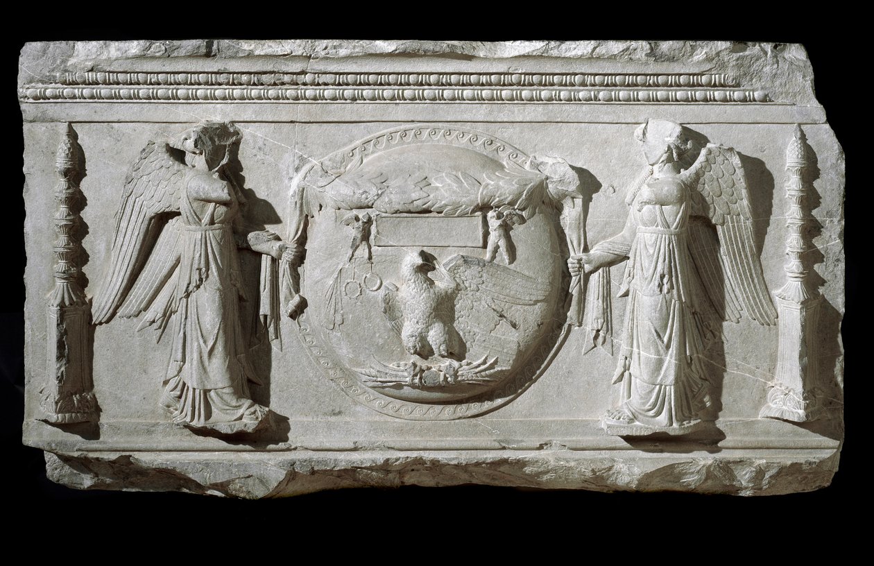 Marble relief fragment from the Plaza de la Consolazione in Rome by Roman