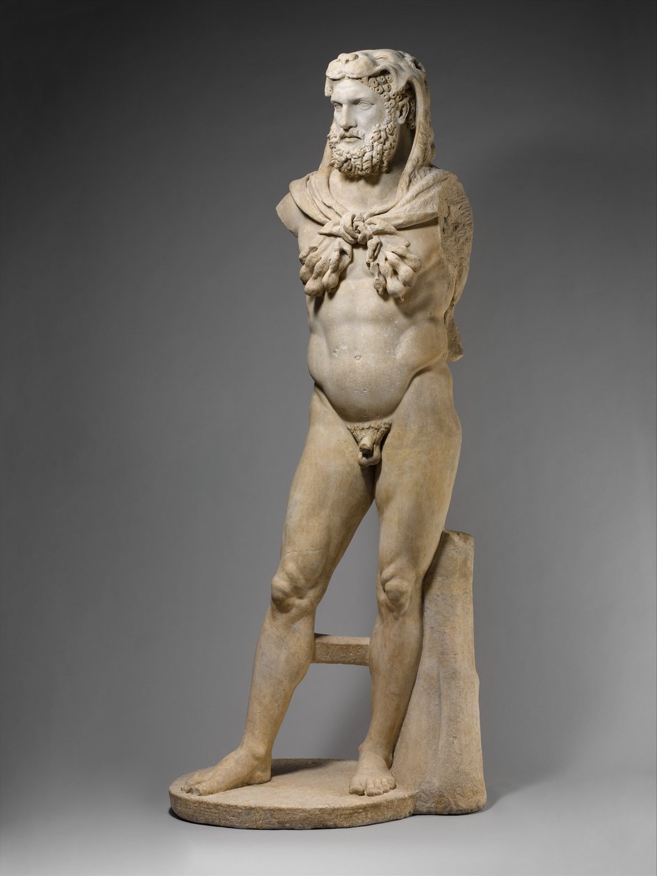 Marble statue of a bearded Hercules by Roman