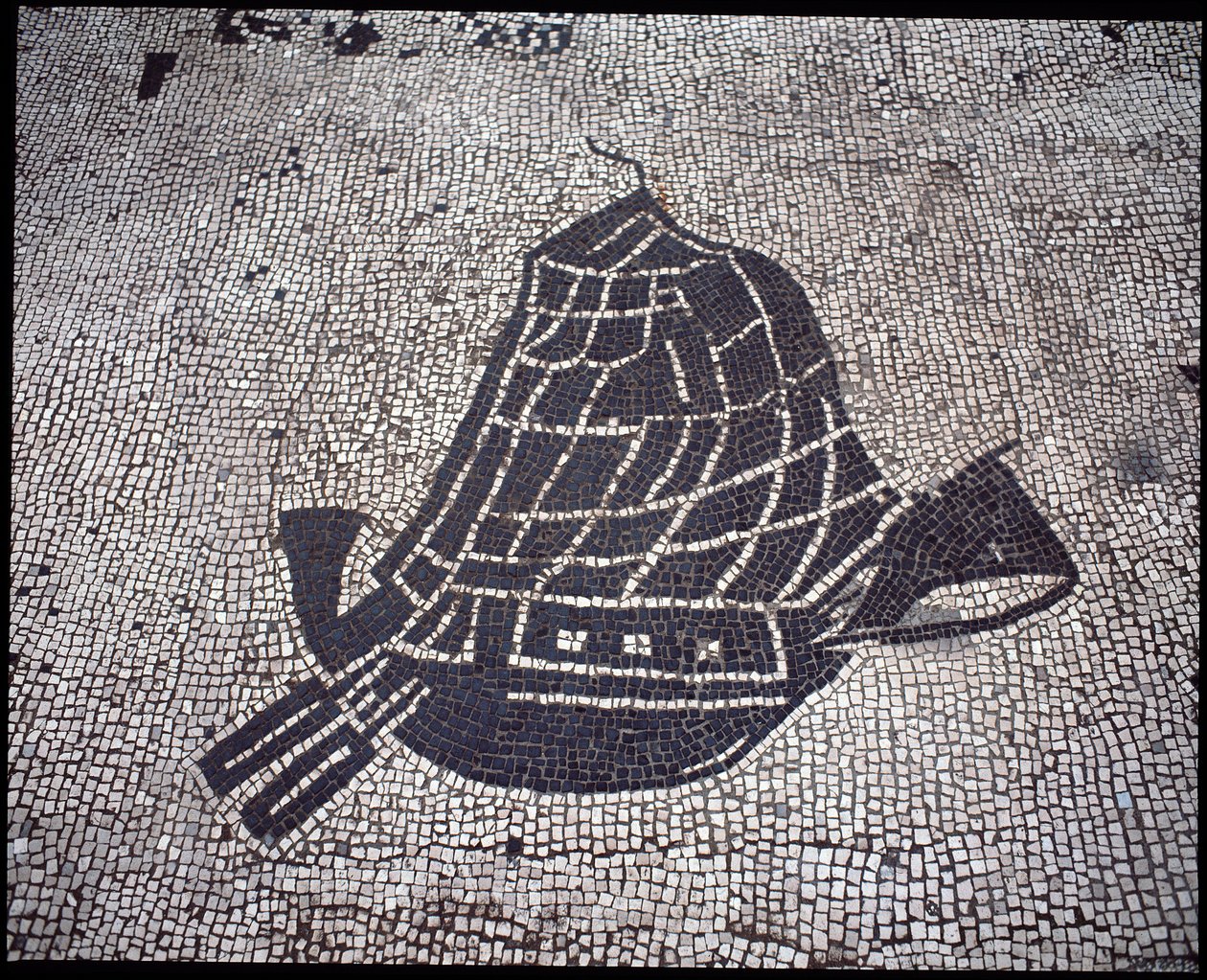 Roman Art: Ship Mosaic of the Corporation des gens de la mer, Place des Corporations by Roman