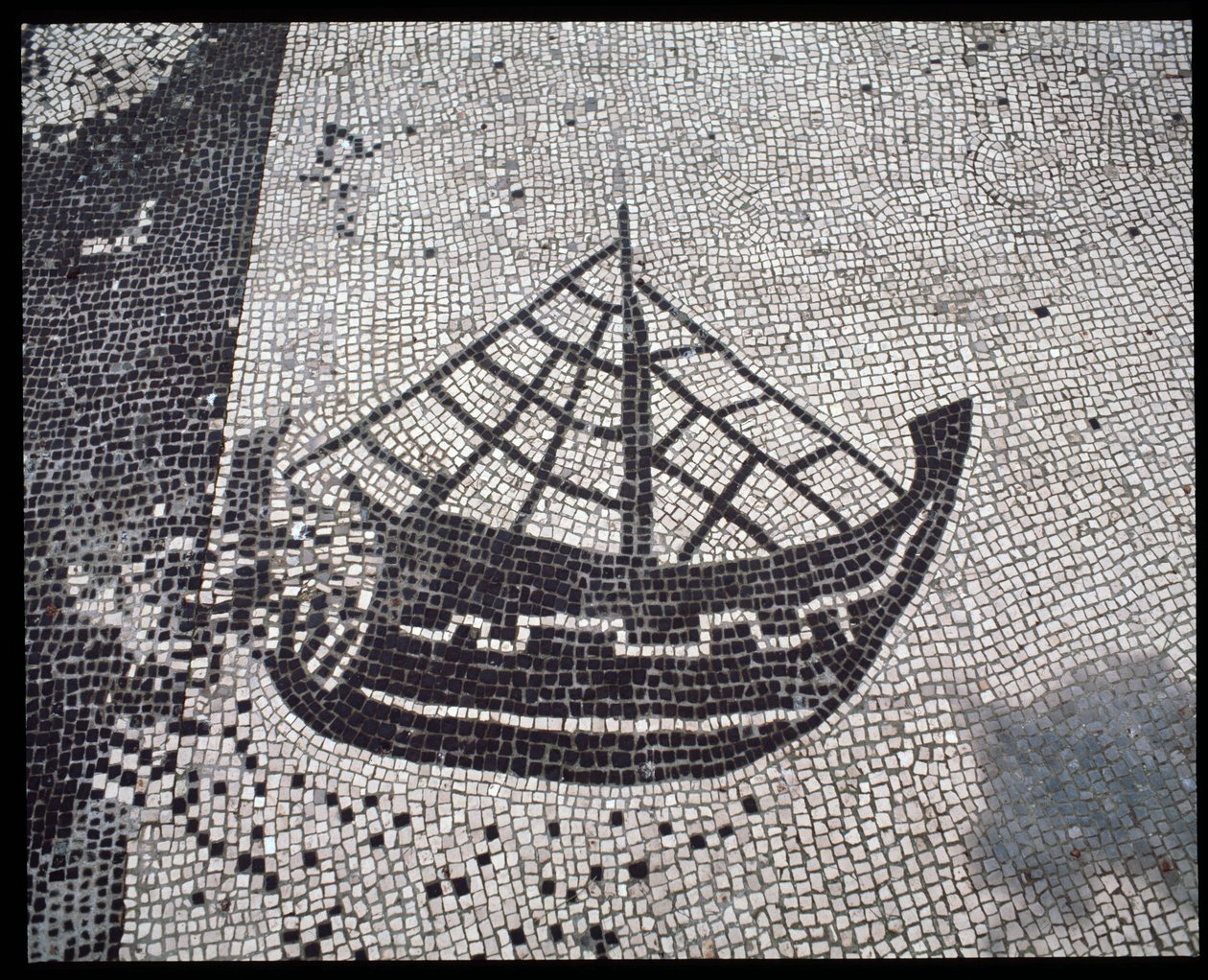 Roman Art: Ship Mosaic of the Corporation des gens de la mer, Place des Corporations by Roman