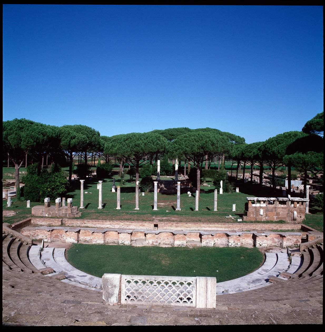 Roman Art: view of the ruins of the theatre by Roman