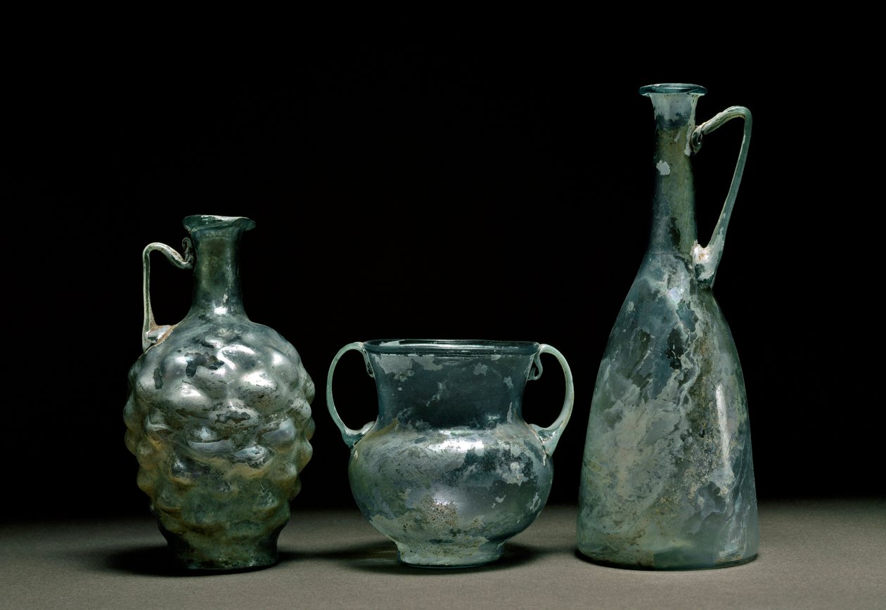 Roman Art: Glass Bottles and Jug by Roman