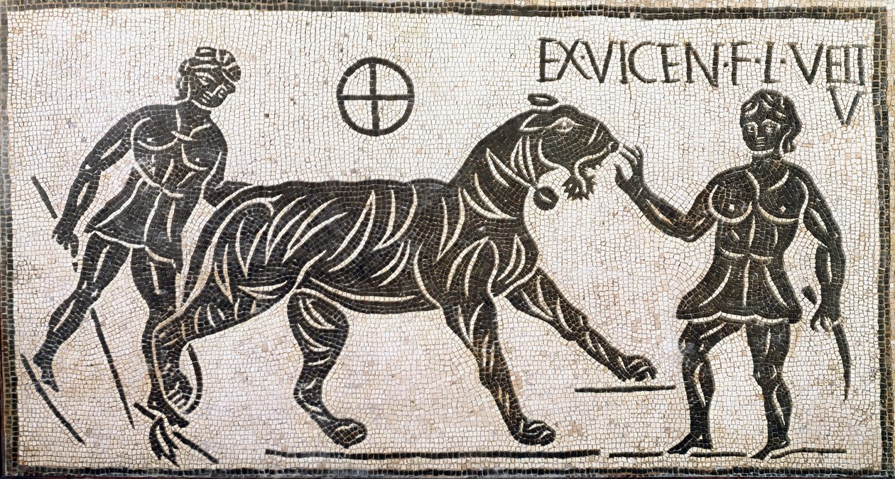 Two women taming a tiger by Roman