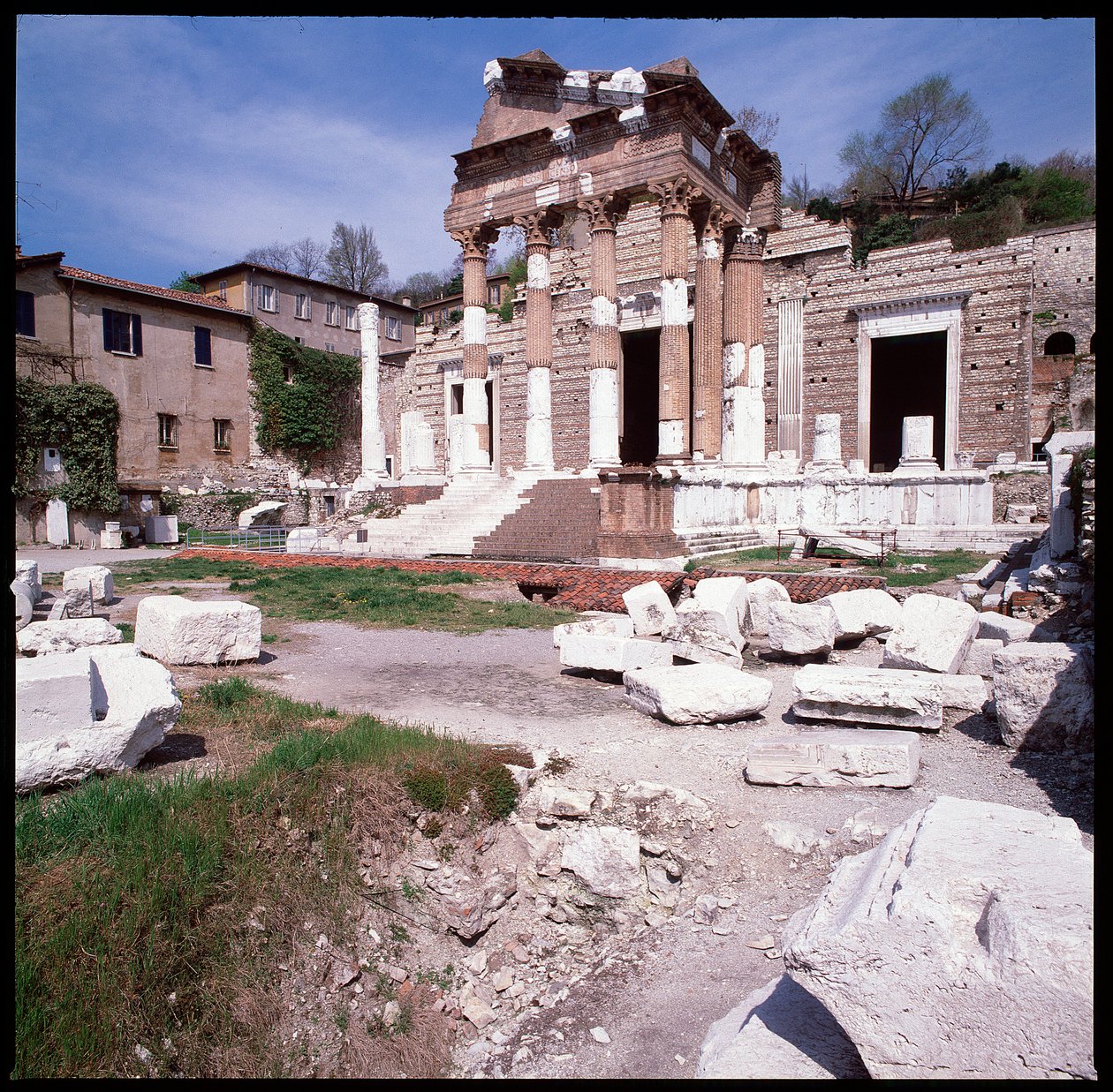 Roman art: view of the capitol (capitolium), 73 A.D., Brescia Italy by Roman