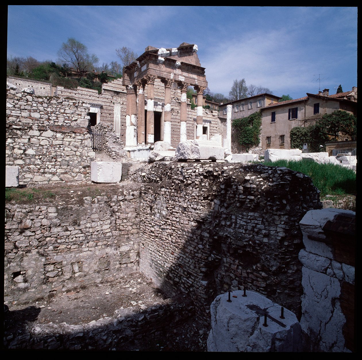 Roman art: view of the capitol, 73 A.D., Brescia, Italy by Roman