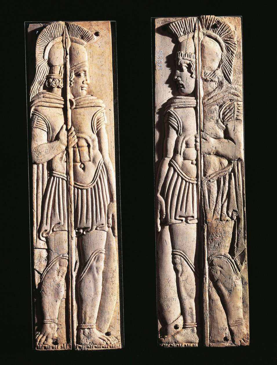 Roman Civilization, Pair of Bone Carvings of Warriors, from Praeneste, Lazio Region, Italy by Roman