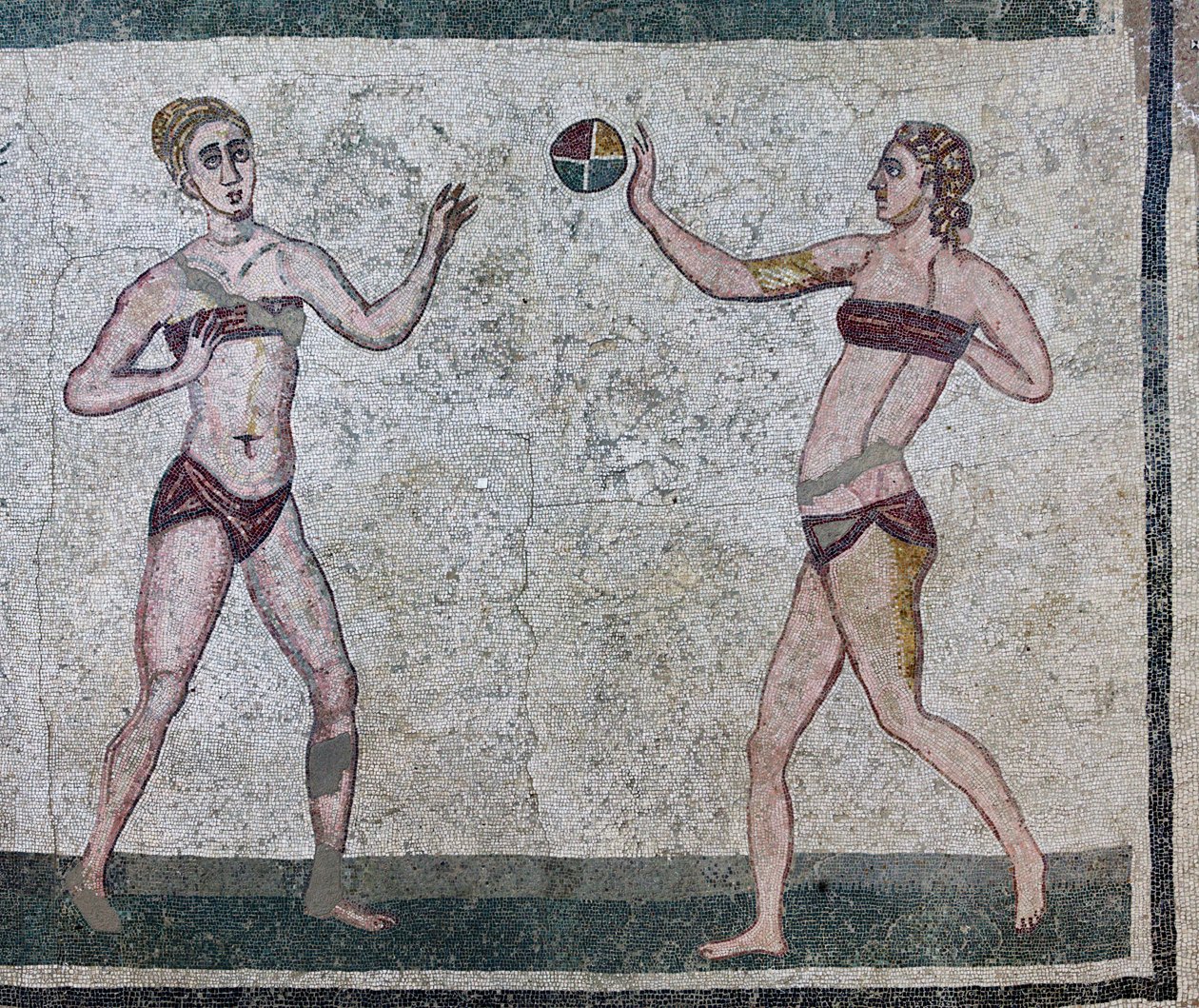 Room of the Girls Representing Athletes Engaged in an Athletics Competition Wearing a Two-Piece Swimsuit by Roman