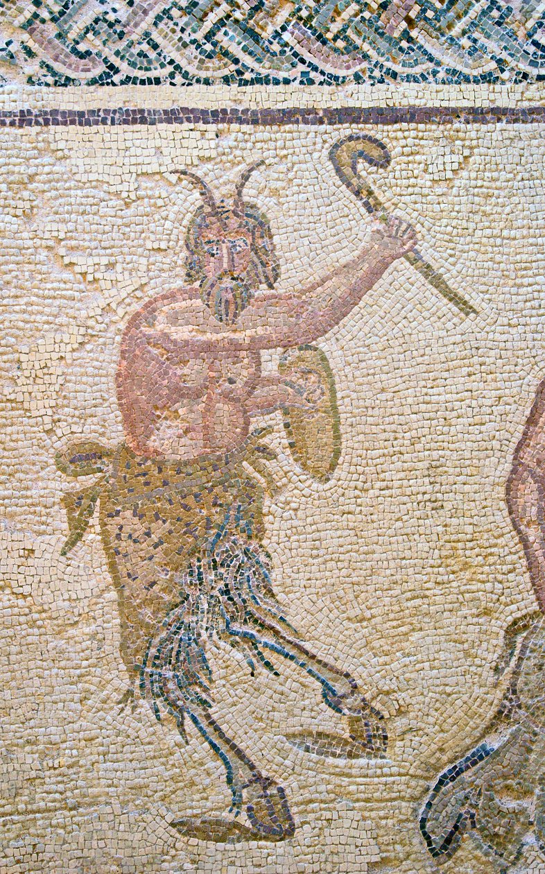 The Triumph of Dionysus, Detail of Pan, House of Dionysos, Paphos, Cyprus by Roman
