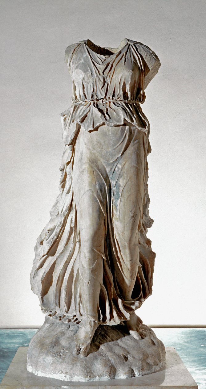 White marble statue of Nike by Roman