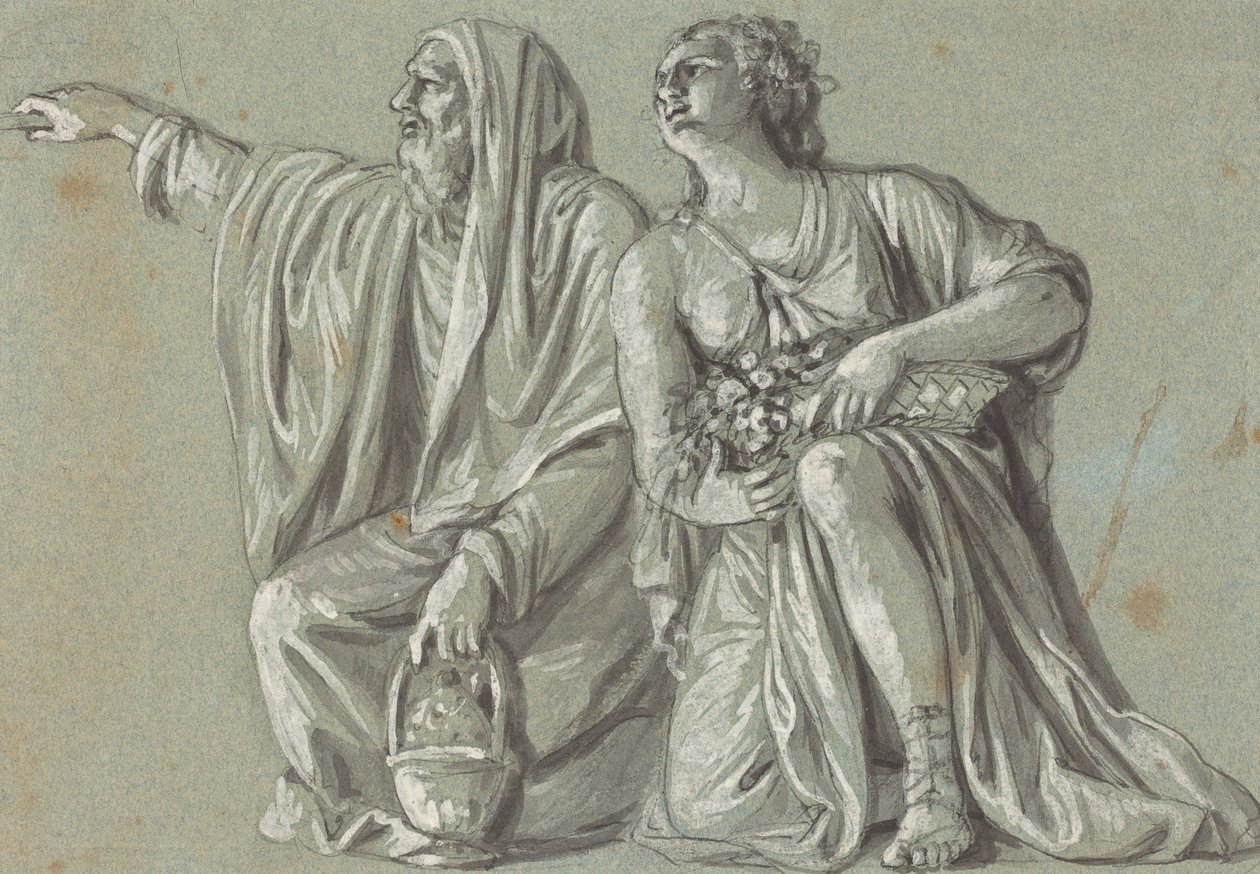 Two Kneeling Figures with Offerings by Roman 18th Century